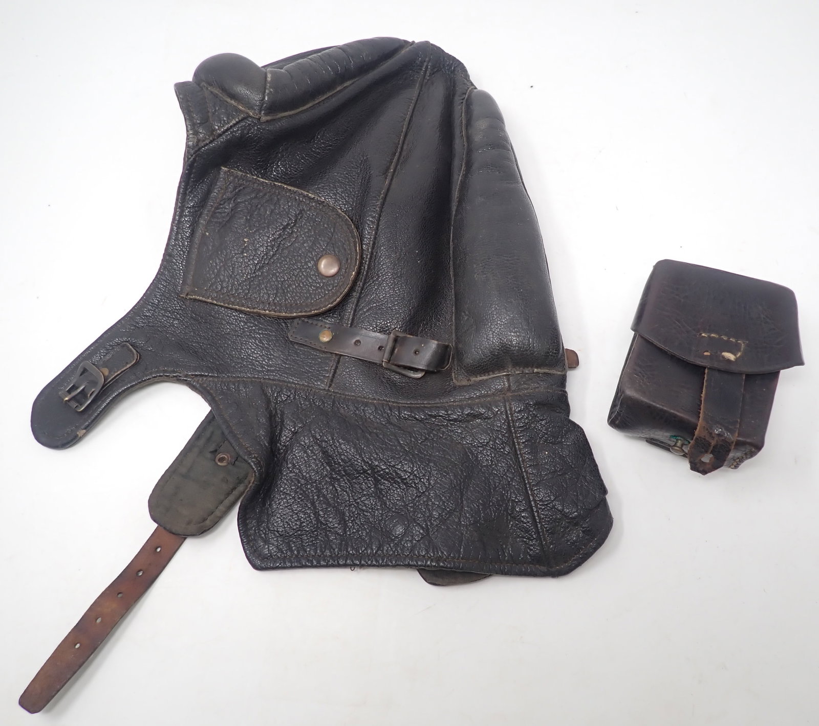 Leather Military Pilots Hat/ Helmet & Holster: Shipping available