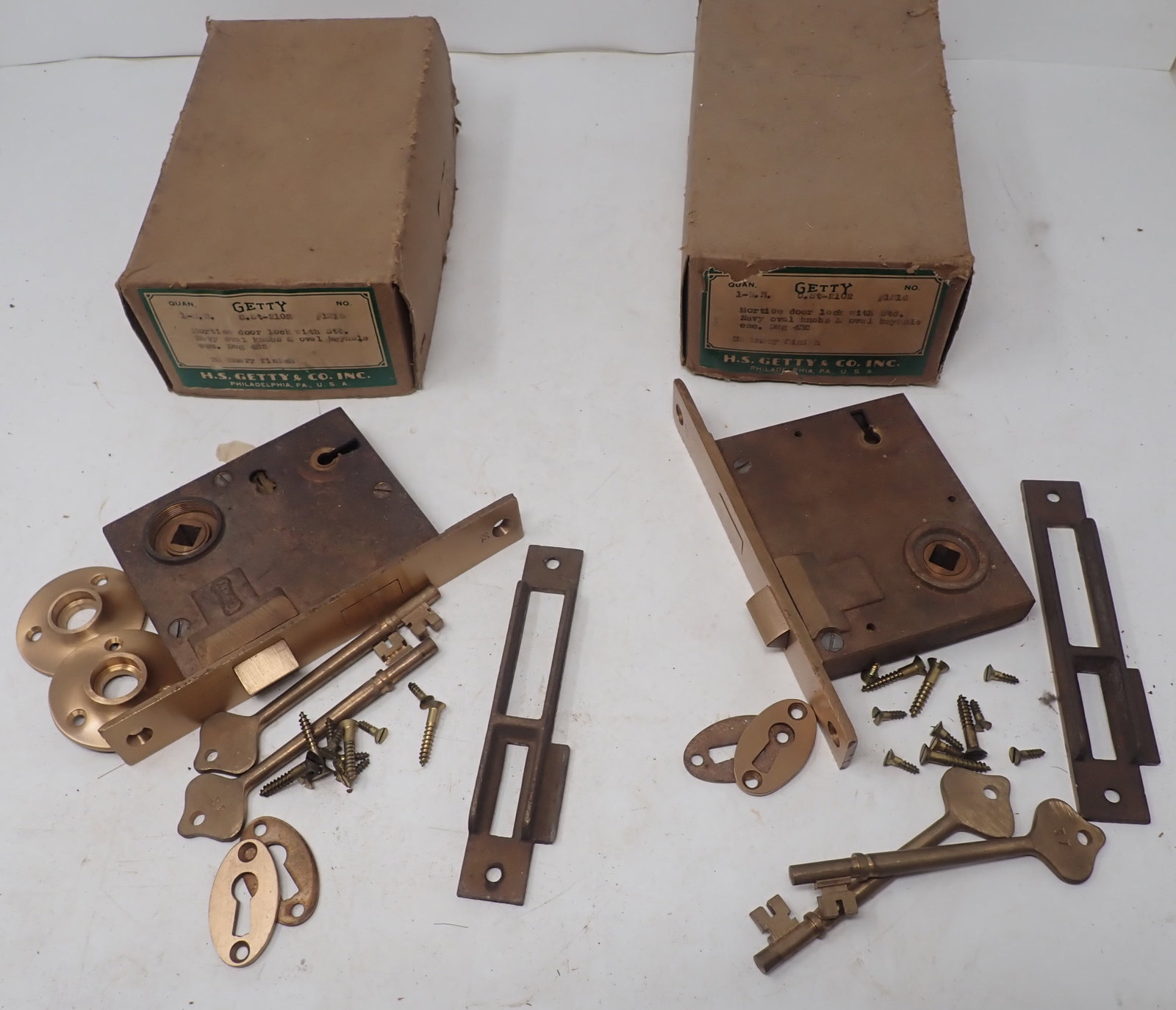 2 Getty Mortise Door Lock Sets w/ Keys (1 of 4)