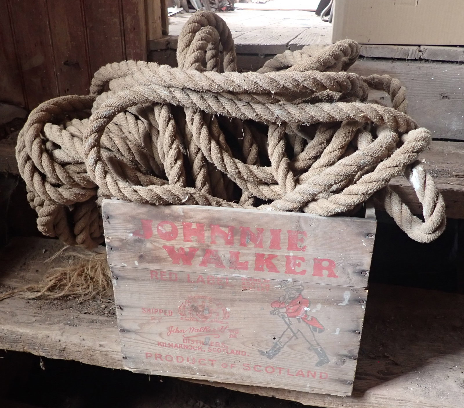 Johnnie Walker Wooden Crate & 3/4" Rope: Shipping available