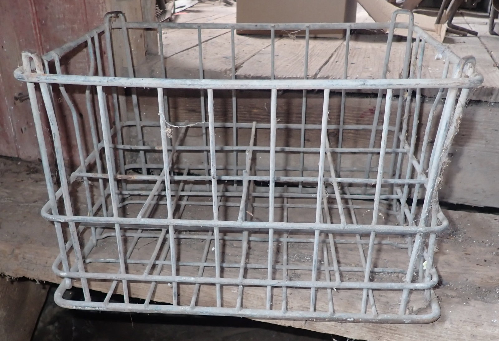 Divided Wire Milk Bottle Crate: Apprx 13 1/2" x 17 1/4" x 12" tall. Shipping available