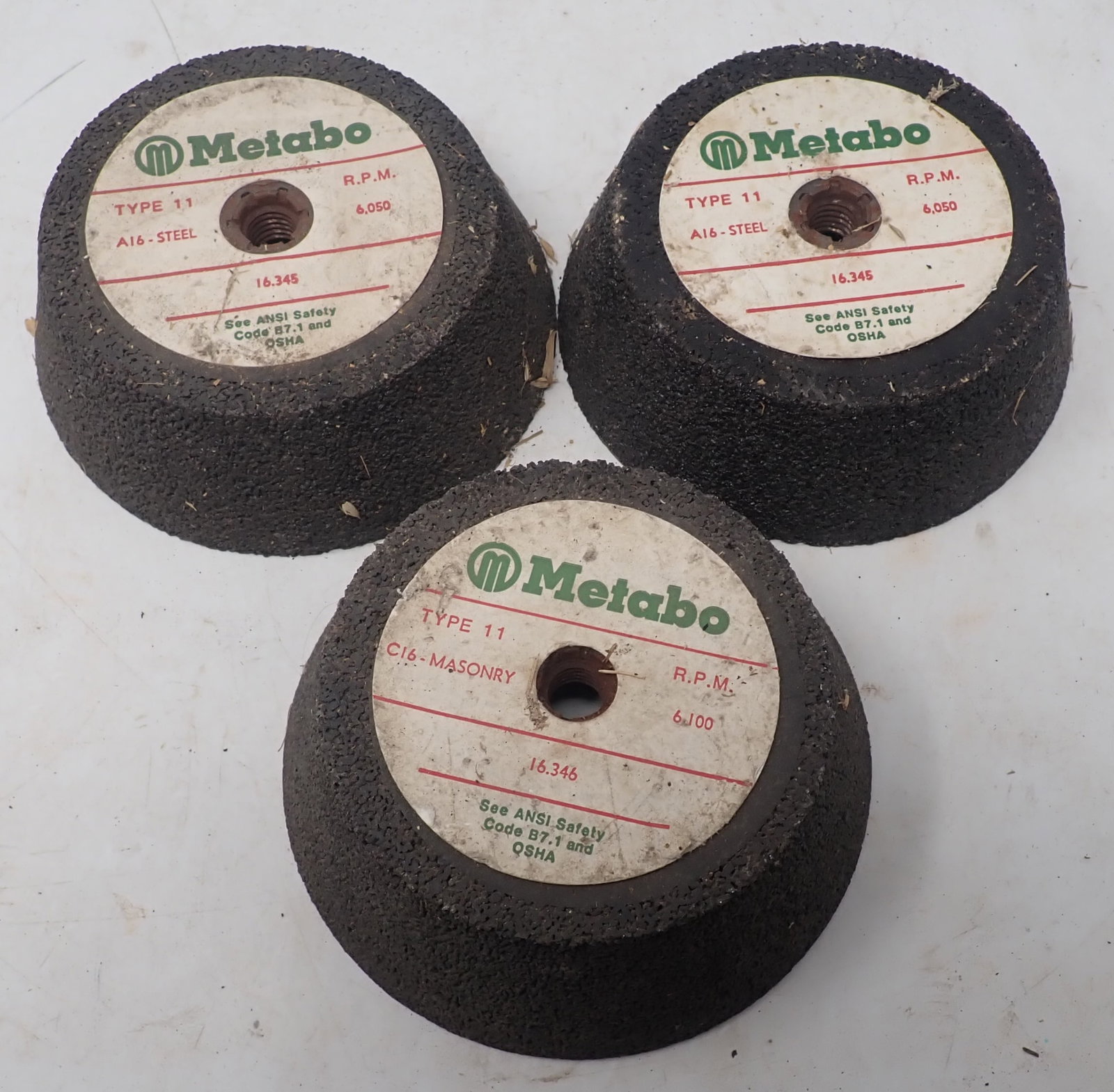 Metabo Steel & Masonary Cup Grinding Stones: Apprx 6 1/8" in diameter. Shipping available