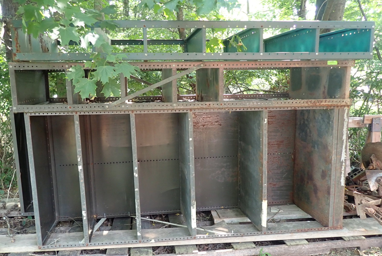 Metal Shelving: Front , bottom one is approx 24" x 36" x 85 1/4". No in house shipping ! Bring help to load !