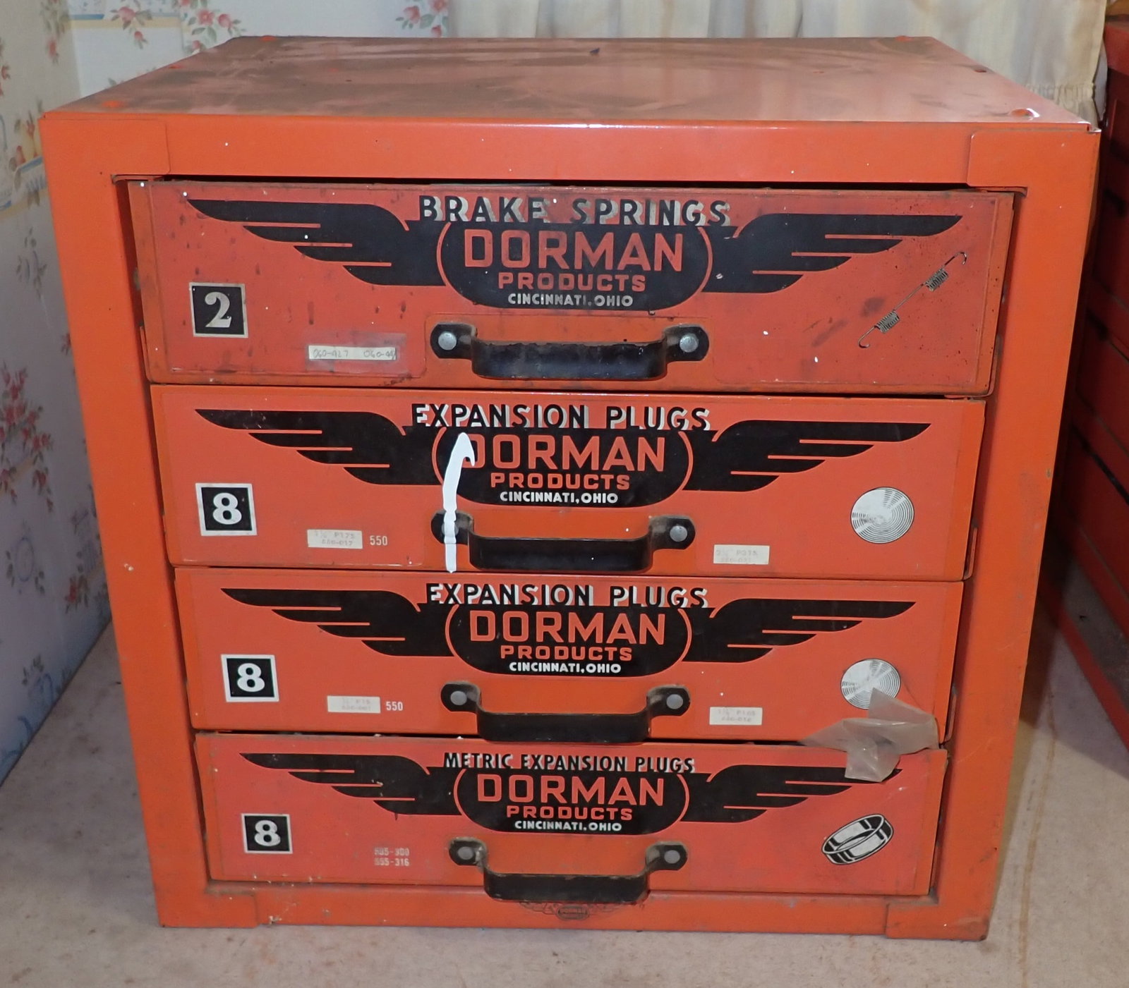 Dorman Automotive Parts Cabinet: Approx 13 1/4" x 17 1/4" x 16 3/4" tall. No in house shipping !