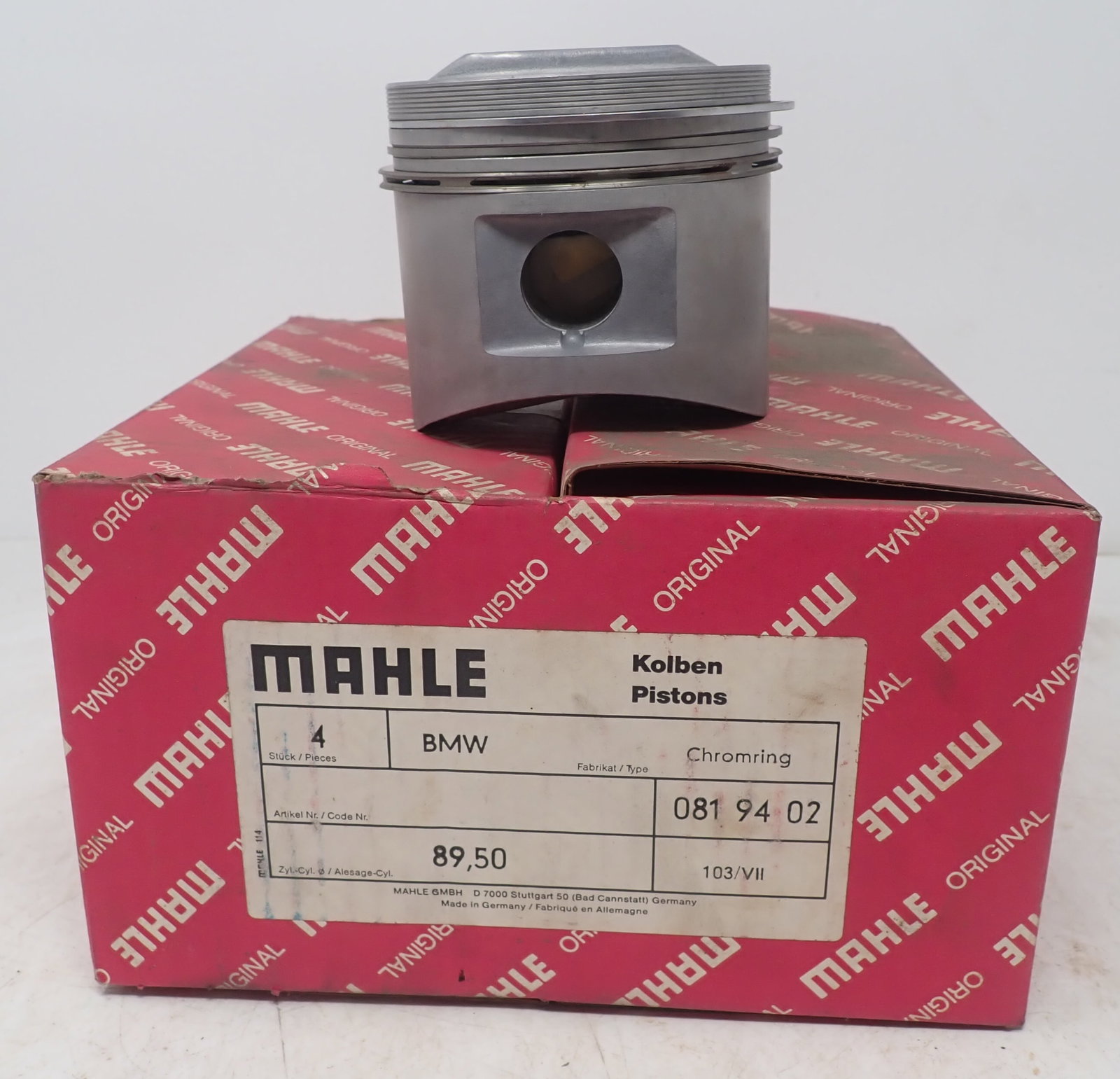 4 Mahle BMW Pistons 89.50mm: 081 94 02 - Shipping available
