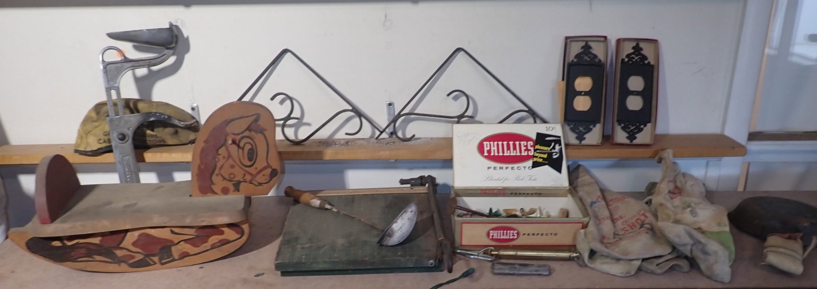 Griswold No.3 Skillet, Shelf Brackets, Paper Cutter & Misc: NO in house shipping !