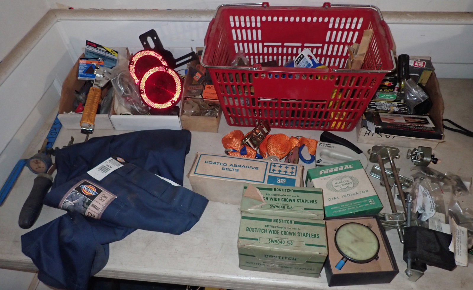 Trailer Lights, Bearings, Staples, Sanding Belts, & Misc: Must take all ! No in house shipping !