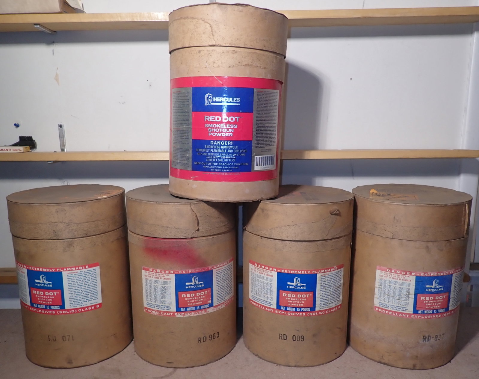 5 Empty Red Dot Tubs: Apprx 10" in diameter and 14 3/4" tall. No in house shipping !