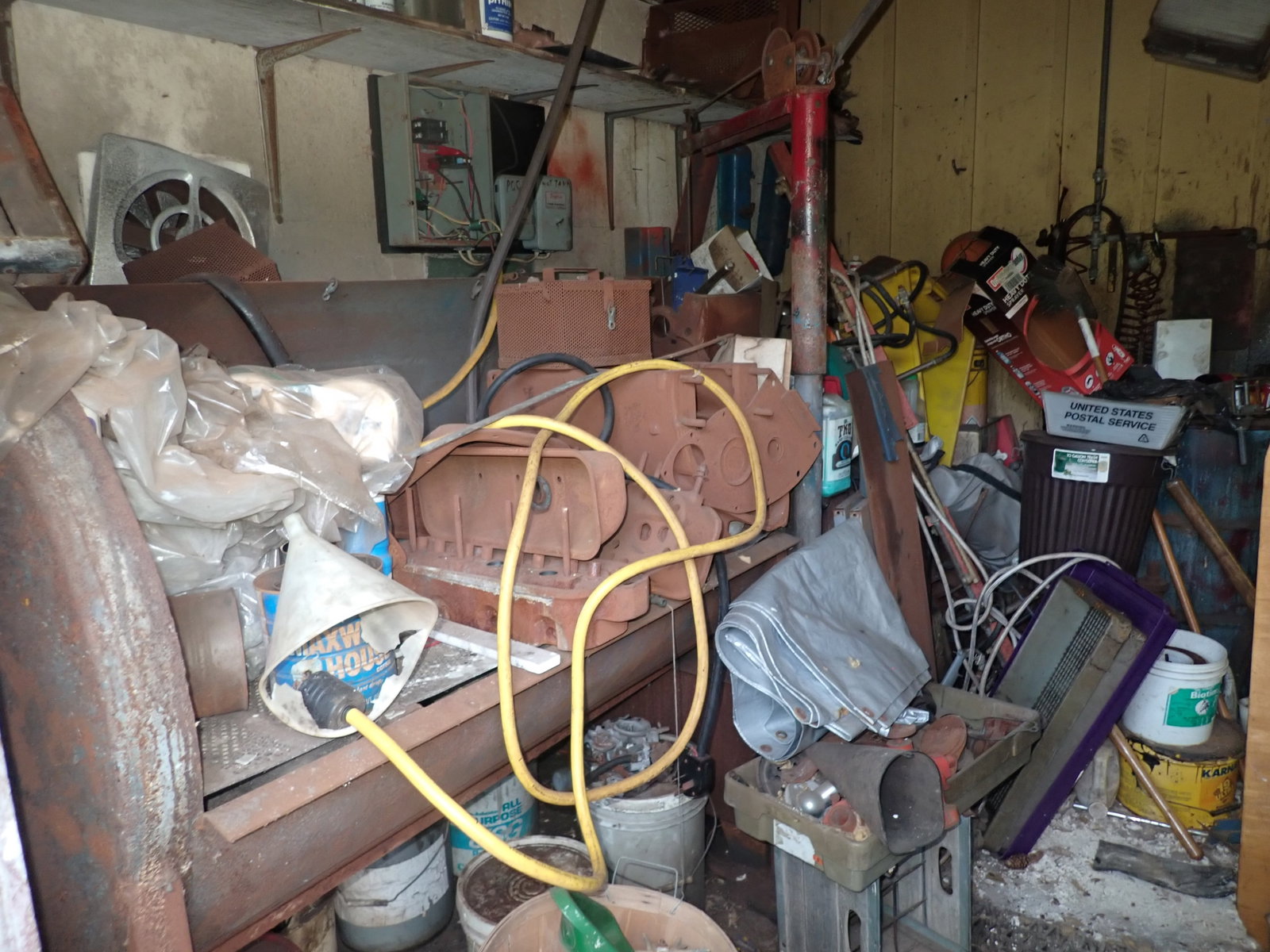 Blocks, Heads, Car Parts, Scrap Iron: We did not sort through this room ! Sand blast machine will have to be taken apart to be removed. Selling this as we found it ! Take what you want and leave the rest. No in house shipping !