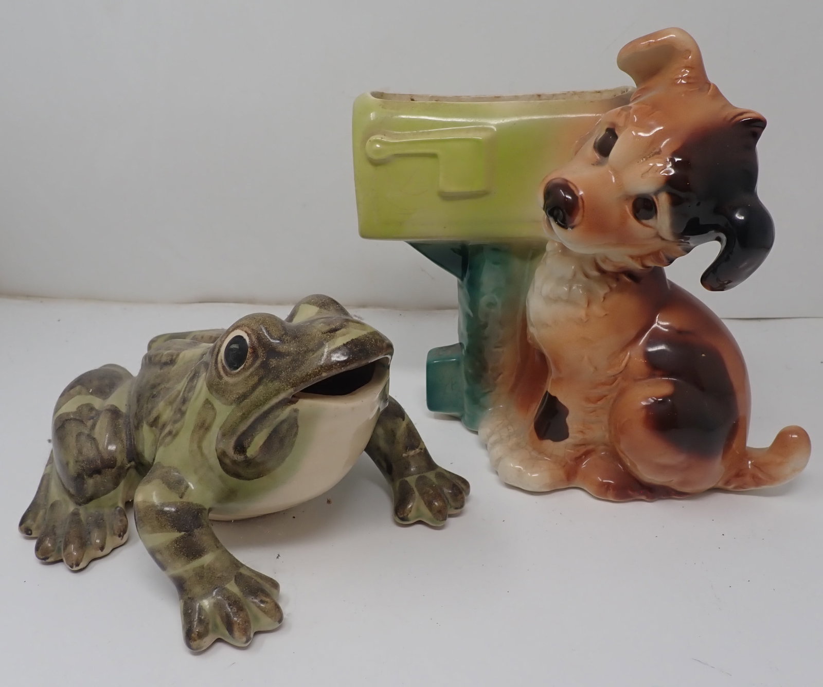 Dog Planter & Frog: Tallest is apprx 7" tall. Shipping available