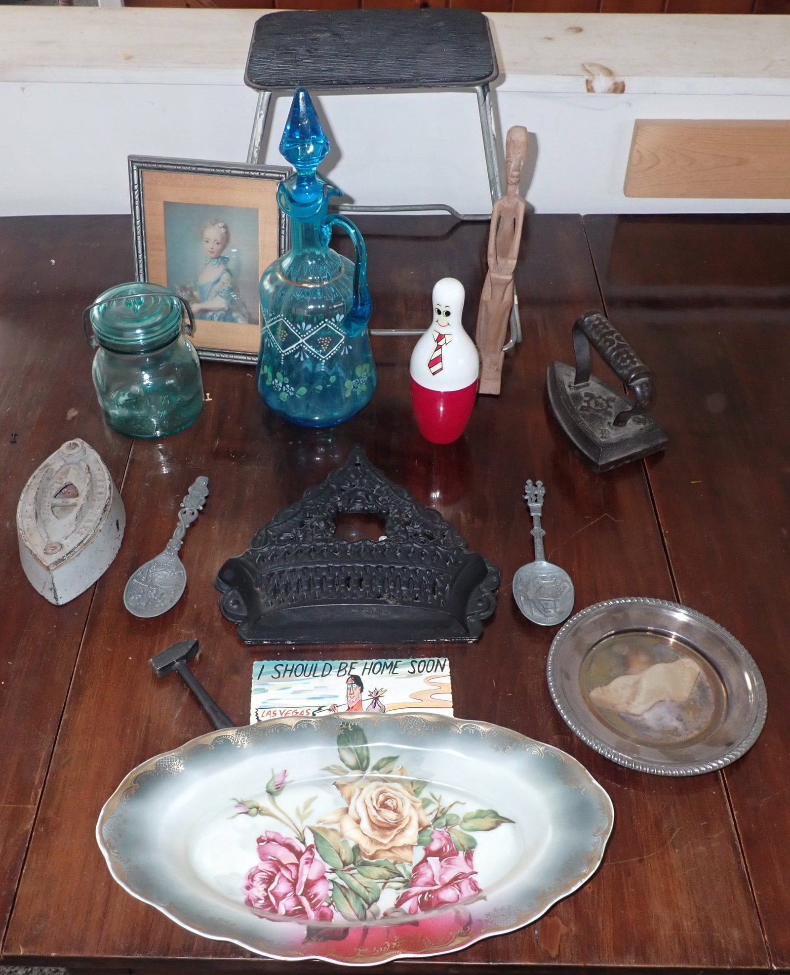 Cast Iron Comb Wall Box, Decanter, & Misc (1 of 9)