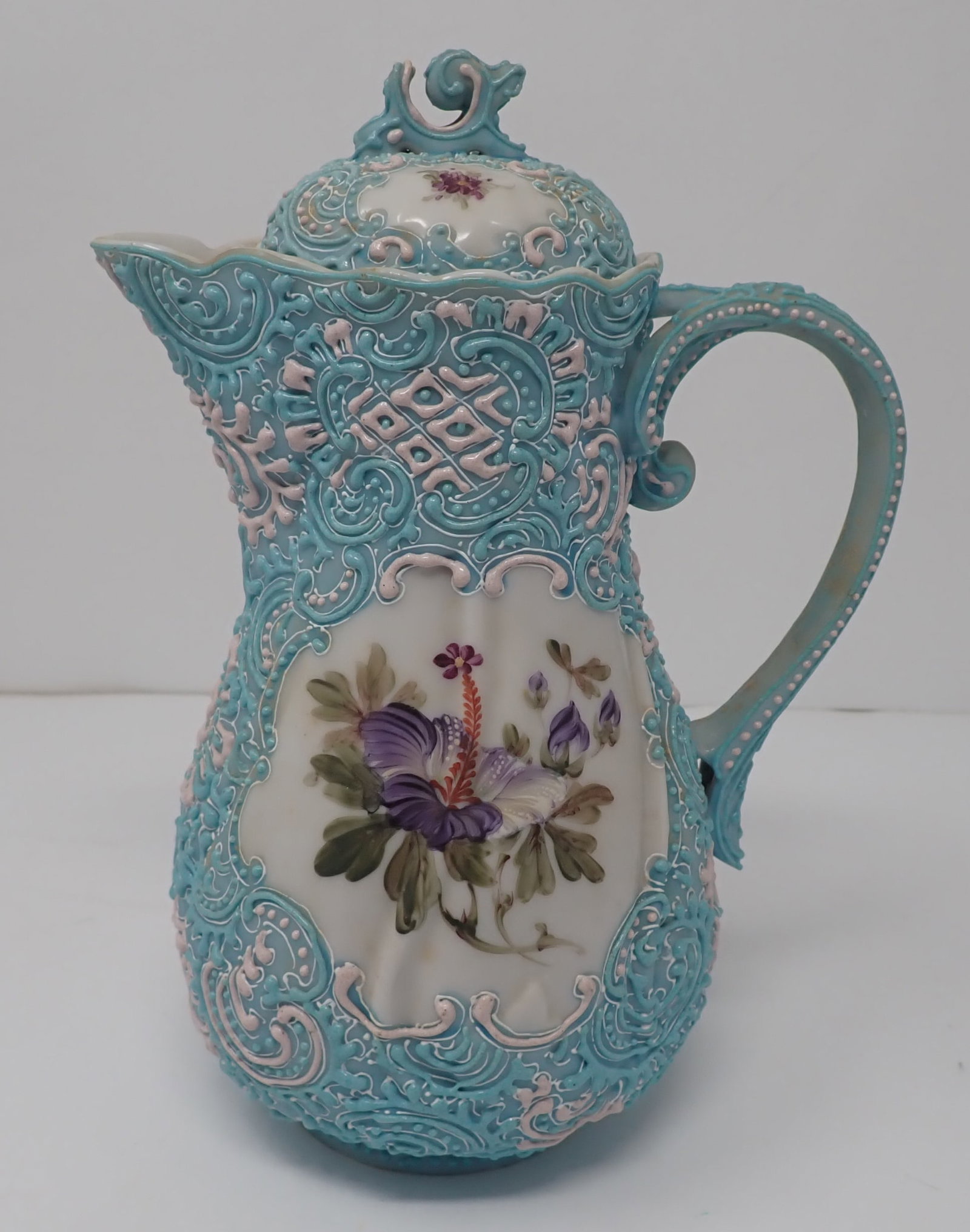 Japanese Moriage Teapot: Apprx 8 7/8" tall. Shipping available