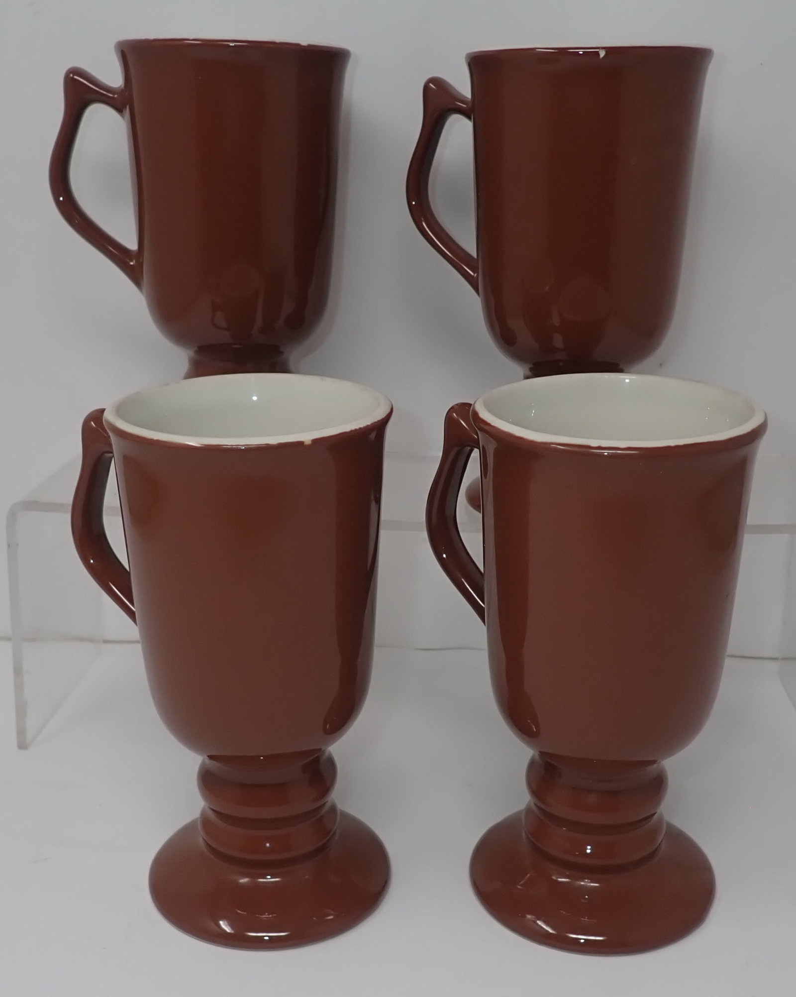 4 Hall Pedestal Irish Coffee Mugs: Apprx 3 1/8" in diameter and 6 1/4" tall. Shipping available