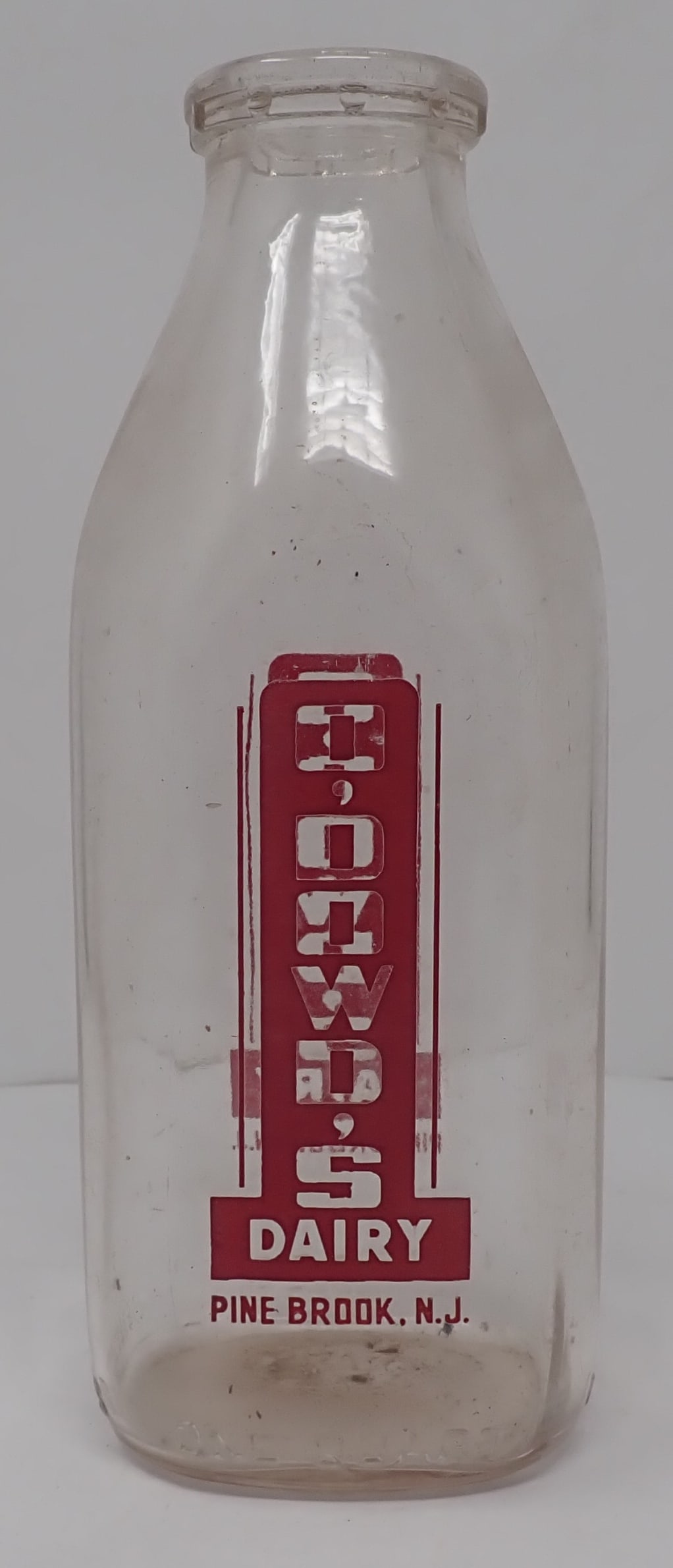 O'Dowd's Pine Brook NJ Milk Bottle: Approx 8 3/4" tall. Shipping available
