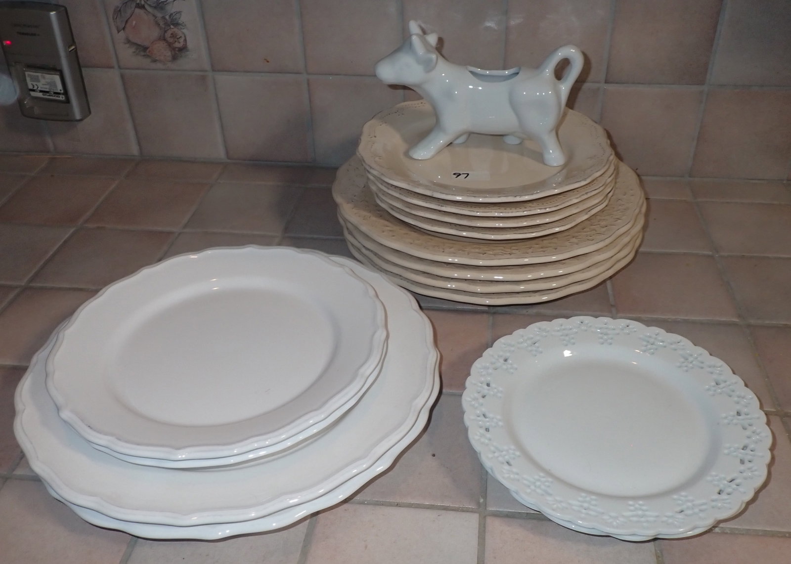 Pier 1 Imports Lacey Plates & Cow Creamer: NO in house shipping !