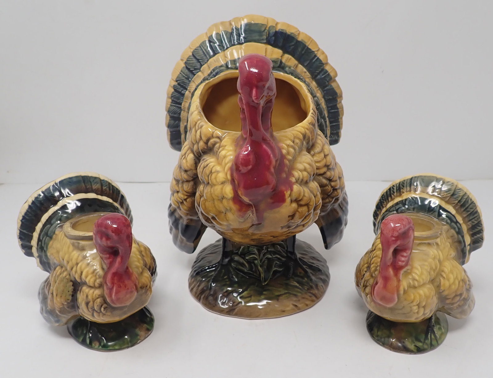 Napcoware Turkey Planter and Candle Holders: Tallest is approx 7 1/2" tall. Shipping available