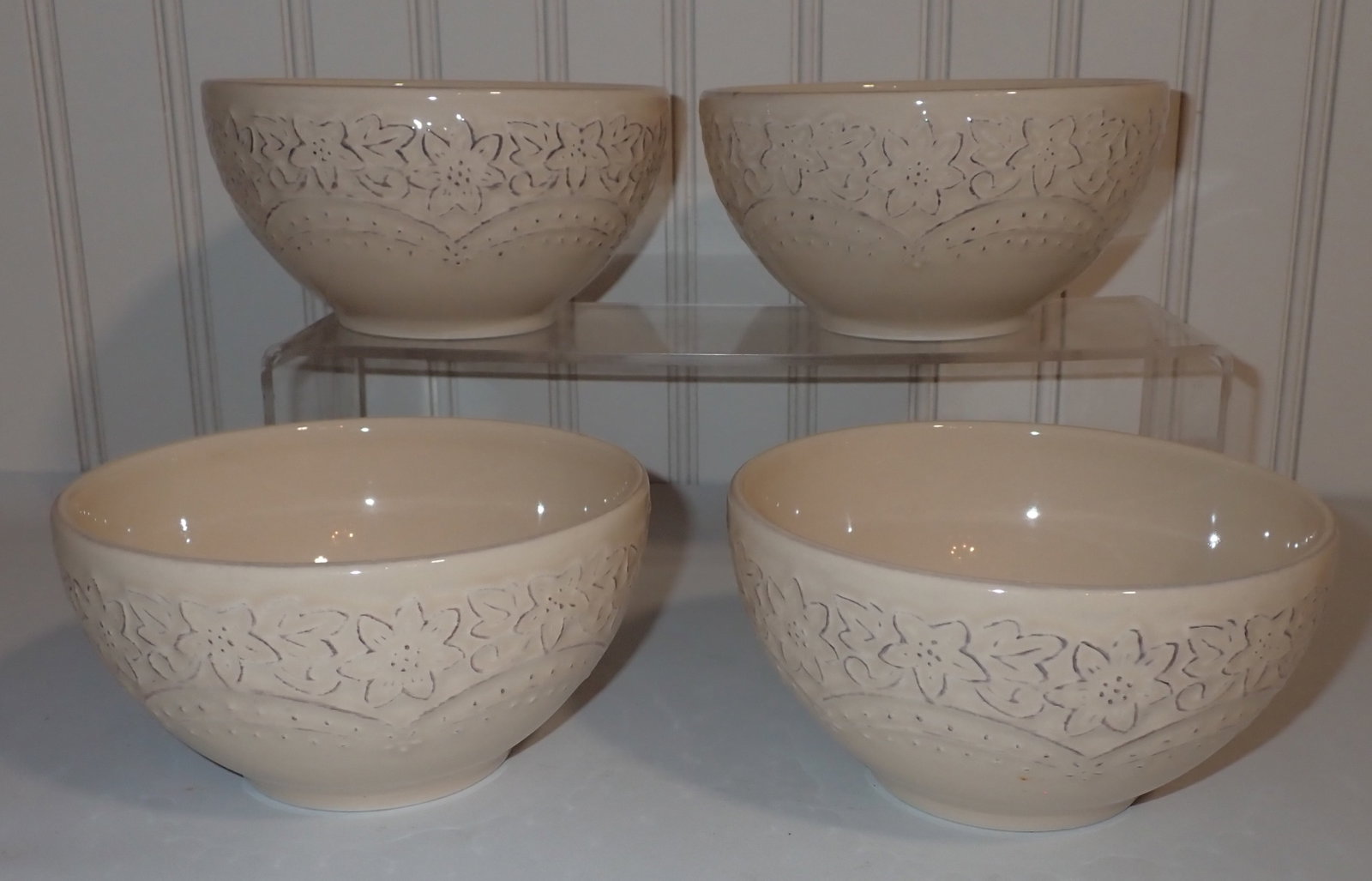 Pier 1 Imports Lacey Bowls: Apprx 6" in diameter and 3 1/8" tall. Shipping available