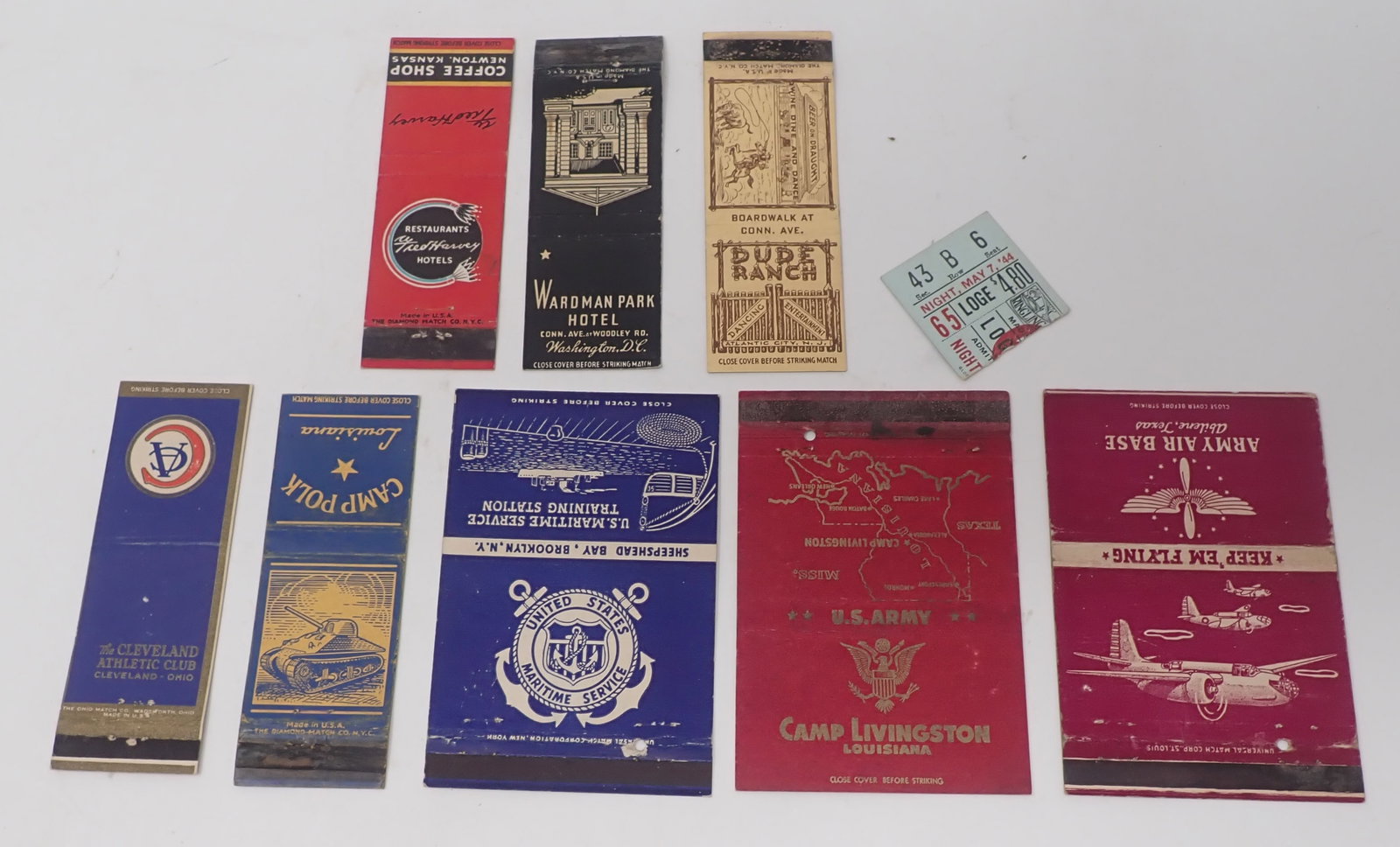 Cleveland Athletic Club , Military , & Misc Matchbook Covers: Shipping available