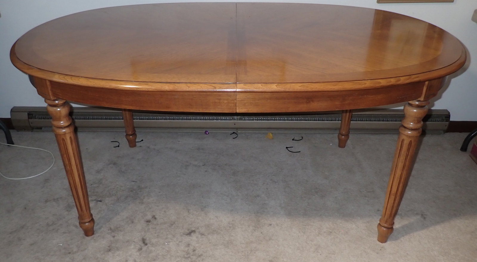 Dining Room Table: Approx 44" x 66" x 29" tall. Comes with the top protective padding. Pick up after 3pm only ! Bring help to load ! No in house shipping !