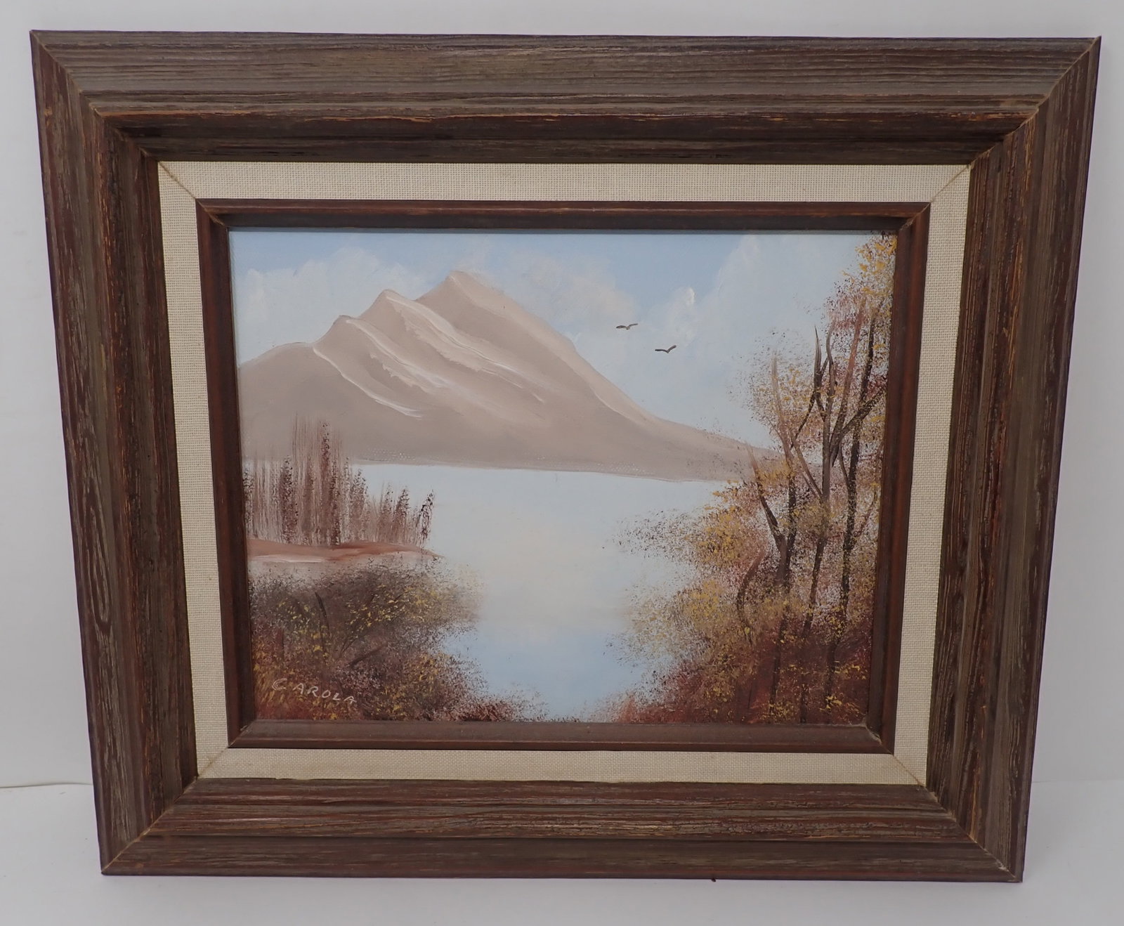 Carola Autumn Mountain Oil on Canvas Painting: Approx 12 3/4" x 14 5/8". Shipping available