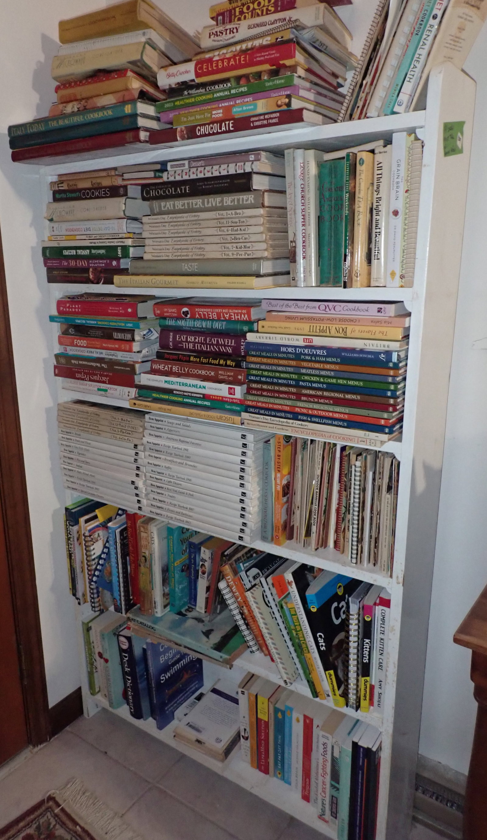 Book Shelf: Approx 7 1/2" x 34 7/8" x 61" tall. No in house shipping ! Does not include books ! Pick up and reemove AFTER 1pm. No in house shipping !