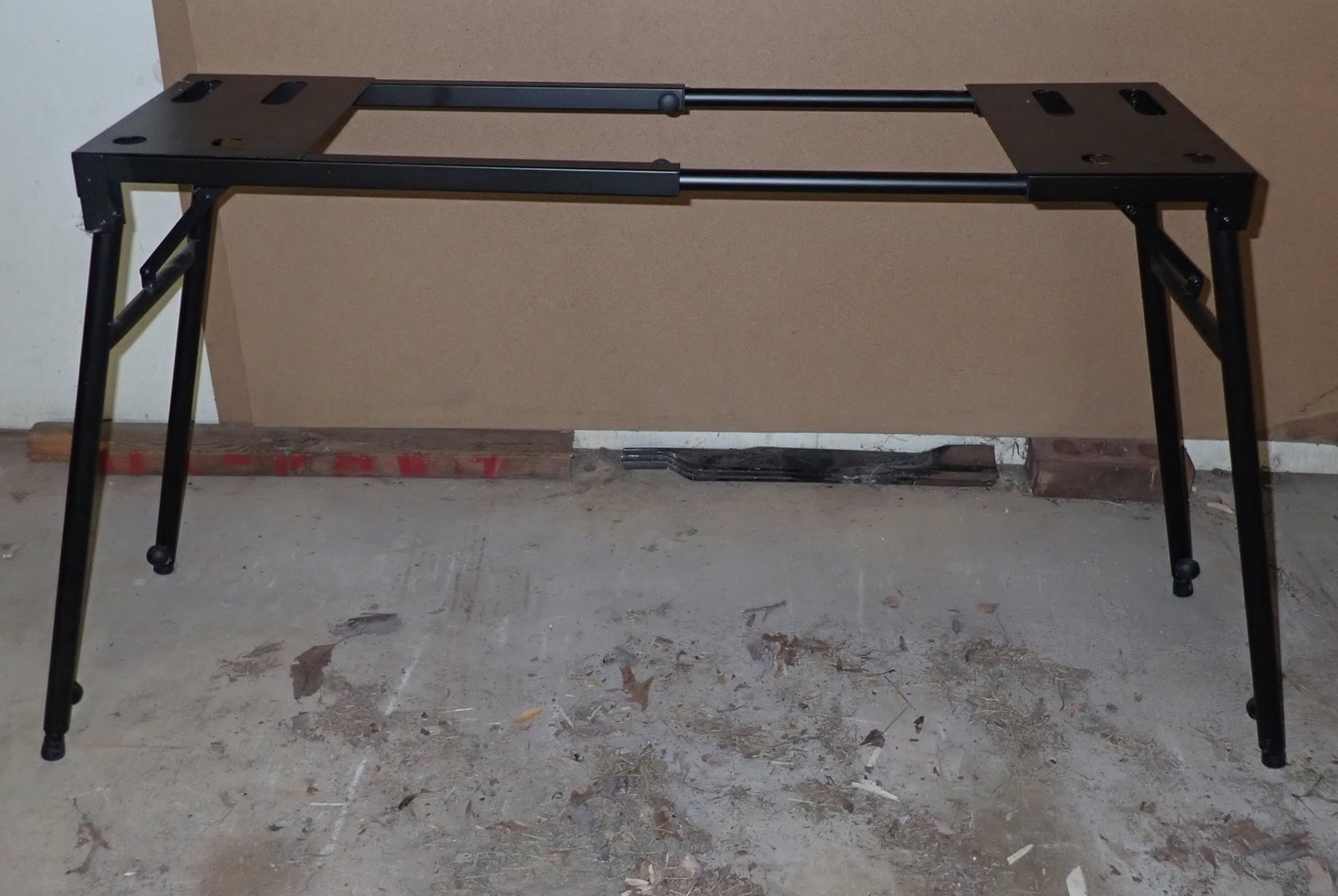 Neewer Adjustable Folding Stand: Apprx 12 1/2" wide . Adjusts from 29" - 41" long. 26" tall ( as pictured) , height also adjusts. No in house shipping !