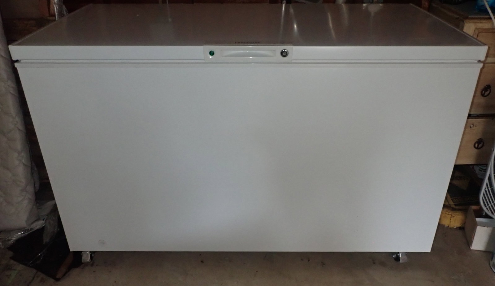 Frigidaire Chest Freezer: Appro 29" ( overall) x 59 7/8" x 34 3/4" tall. No in house shipping ! Bring proper help to load !