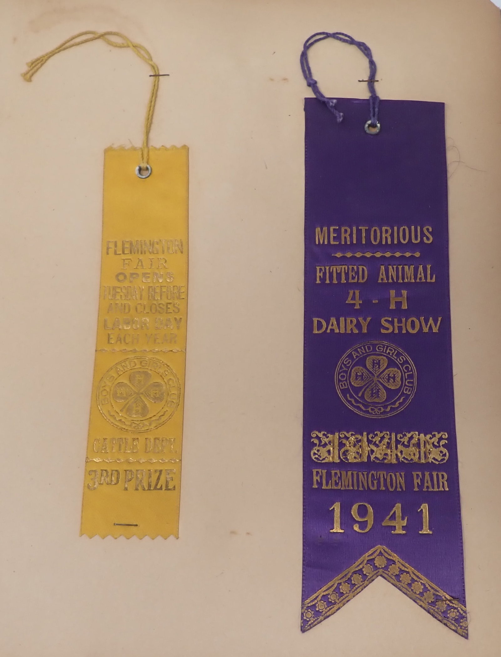 Scrapbook w/ 1940's Flemington & Trenton State Fair Ribbons: Shipping available
