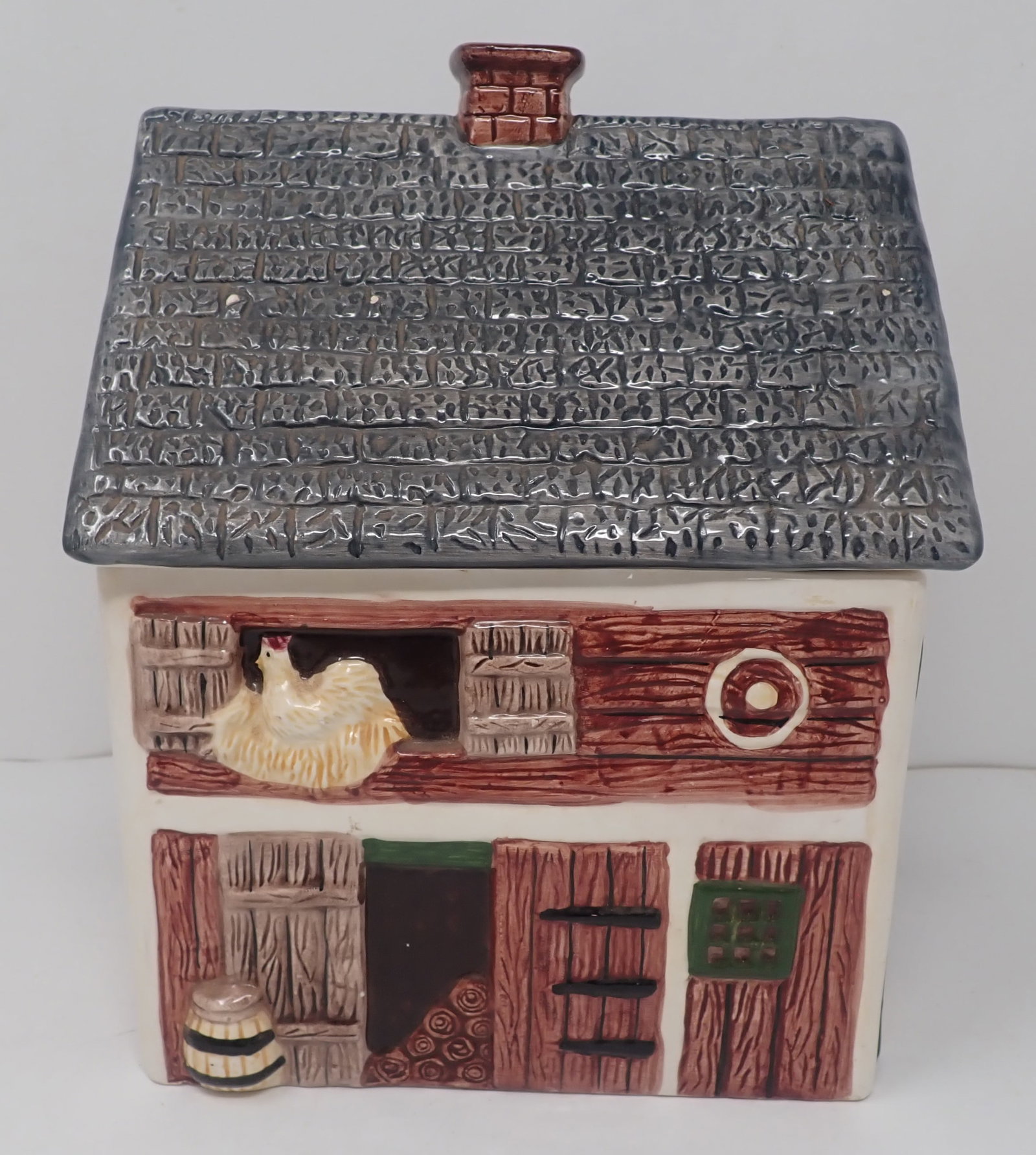 Block Country Village Barn Cookie Jar: Approx 6 1/4" x 7 1/4" x 9 3/4" tall. Shipping available