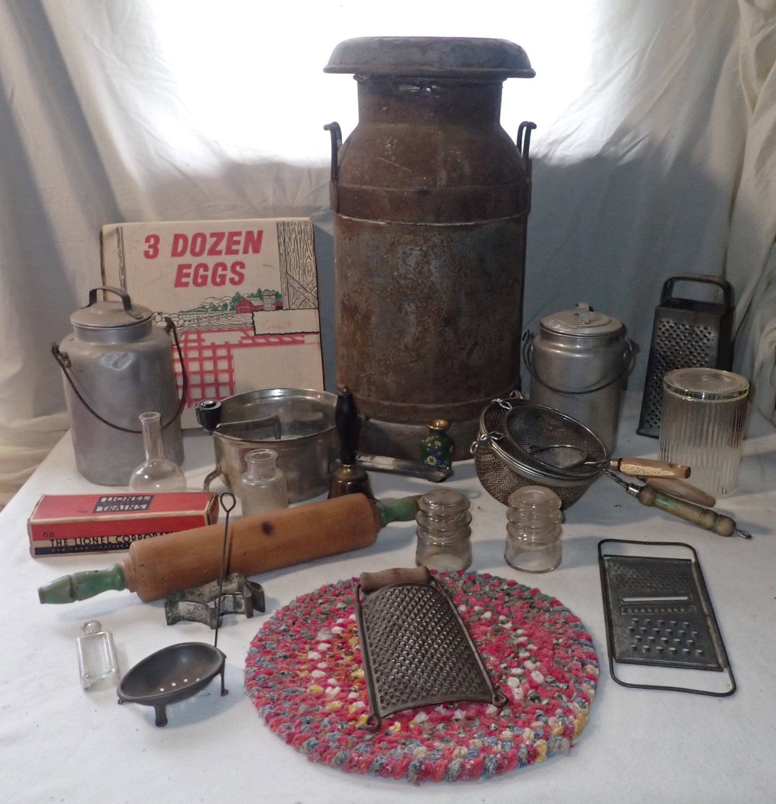 Brass Bell , Rolling Pin , Insulators , & Misc (1 of 7)