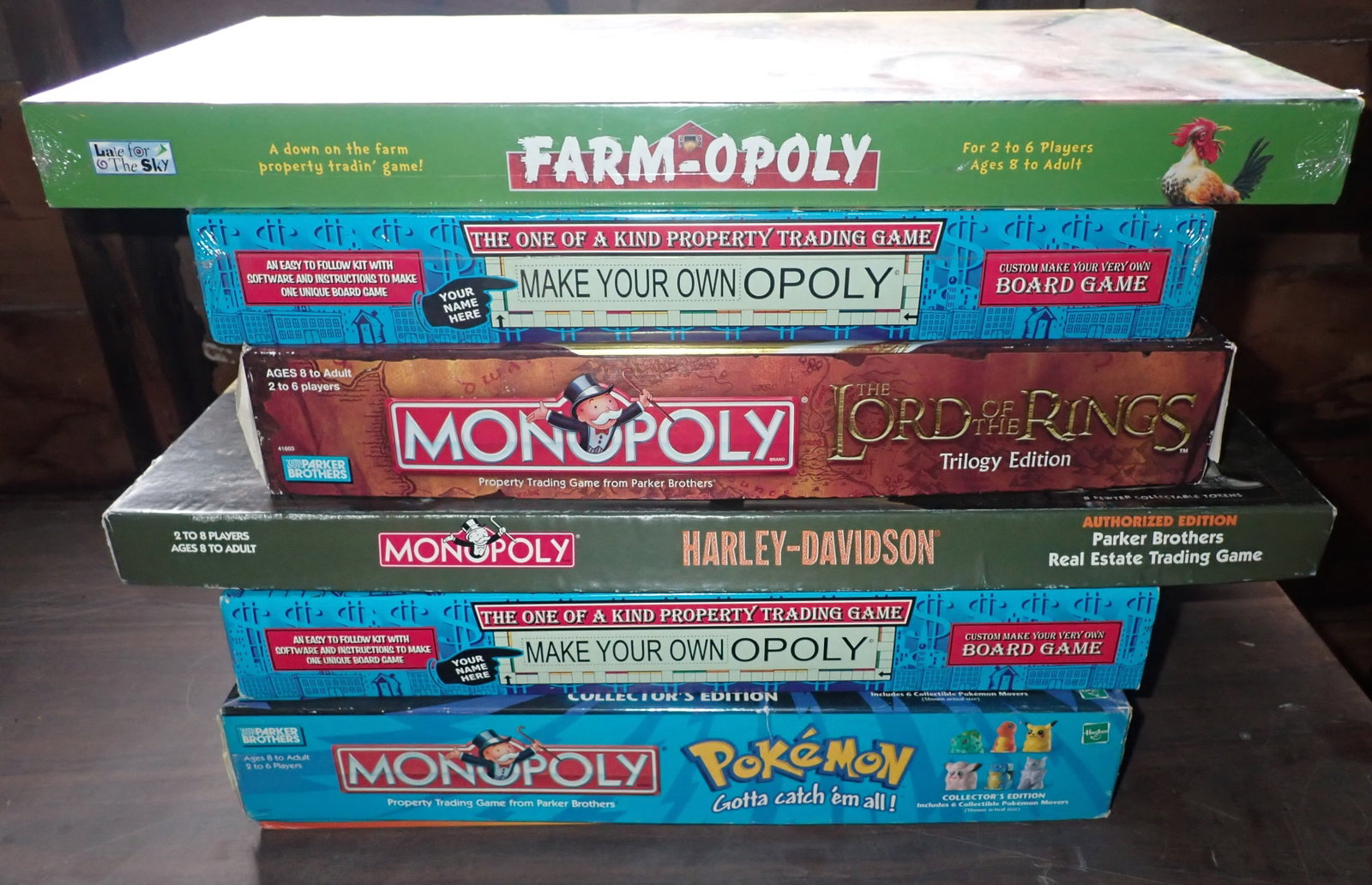 Monopoly - Harley Davidson, Pokemon, Farmopoly & Misc: We do not guarantee they are complete (top 2 are still sealed). Shipping available ($20 handling charge, plus postage)