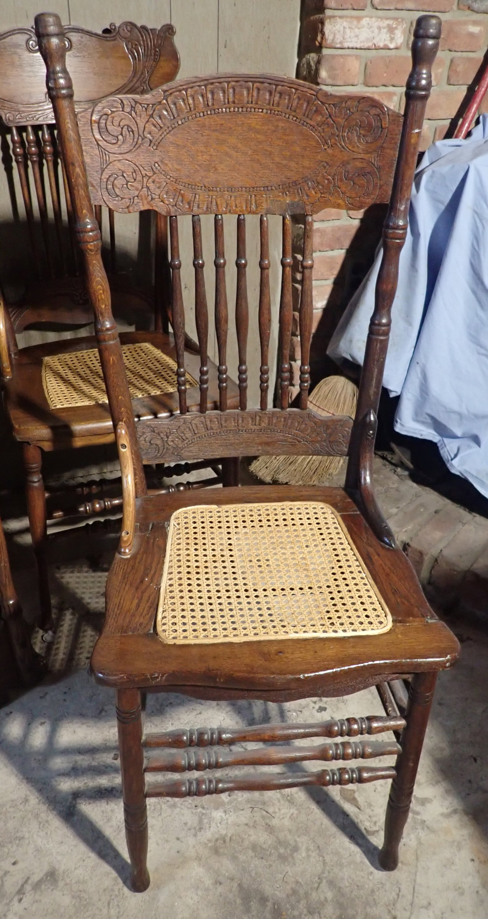 4 Pressed Back Chairs - 6