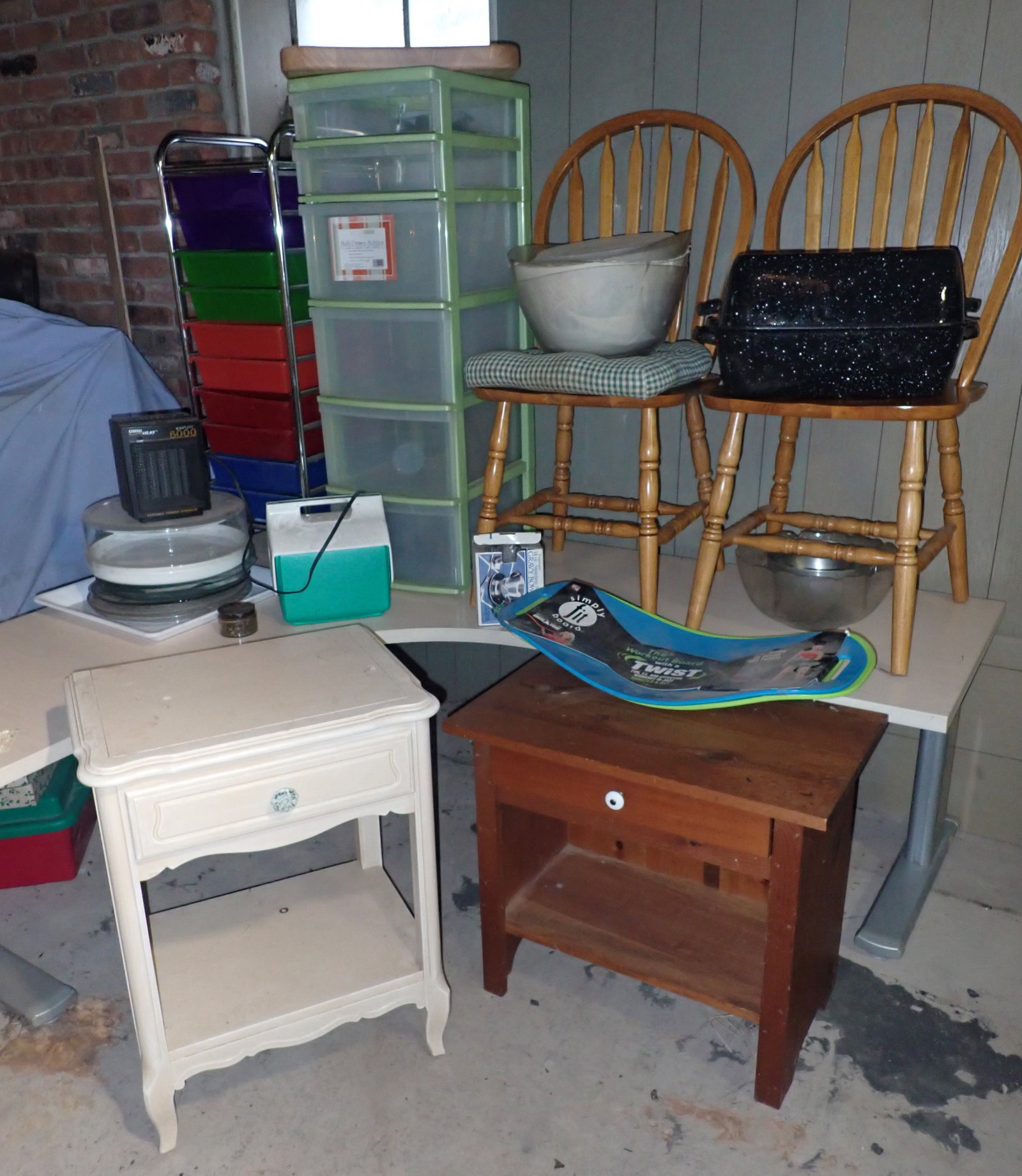 Adjustable Corner Desk, Nightstand, End Table, Chairs, Heater, & Misc (1 of 11)
