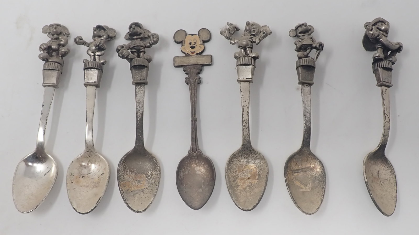 6 Disney Mickey Mouse Pewter Spoons: Apprx 5" long. Shipping available