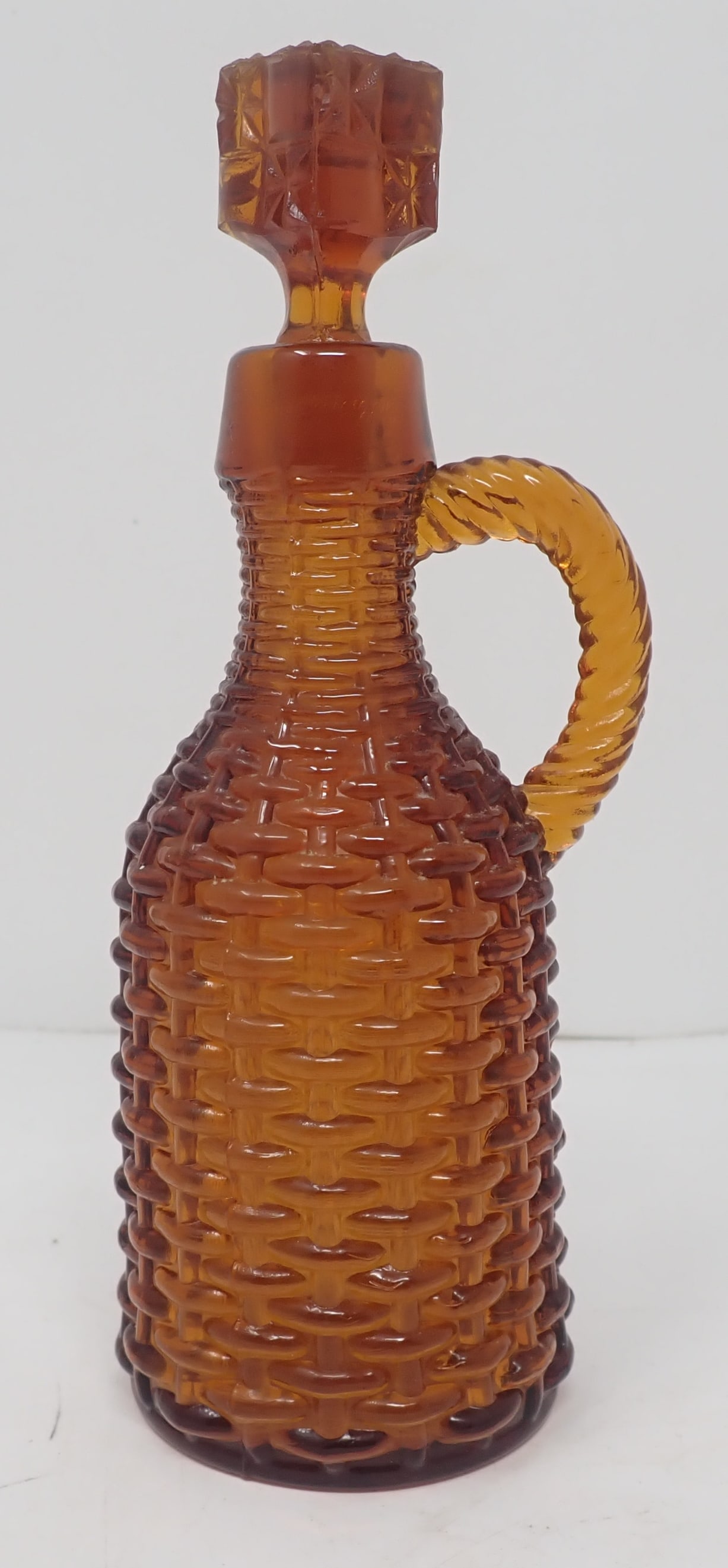 Amber Basket Weave Blown Glass Cruet: Approx 2 1/8" in diameter and 6 3/8" tall. Shipping available