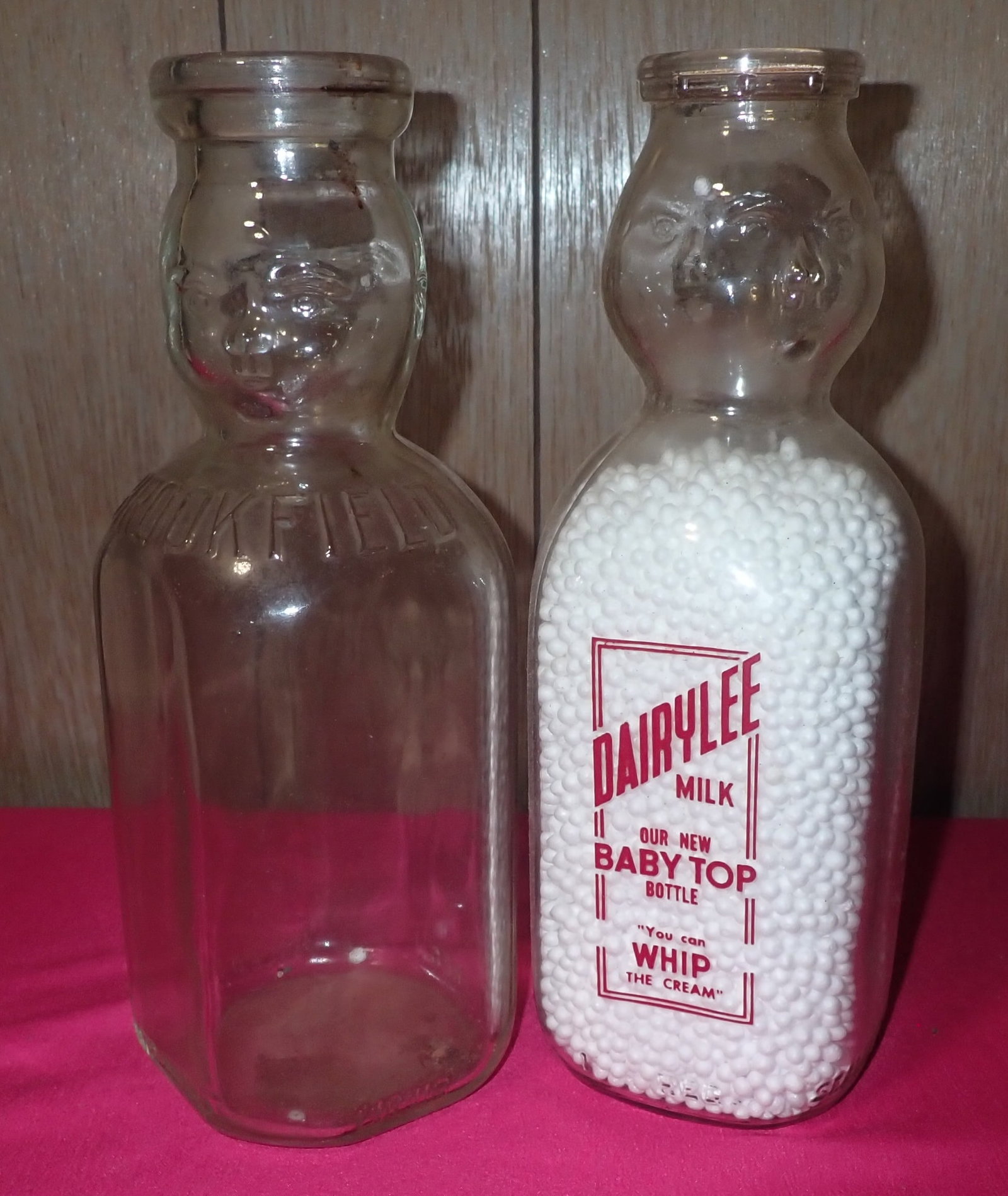 Brookfield & Dairylee Baby Face Milk Bottles: Apprx 9 3/4" tall. Shipping available