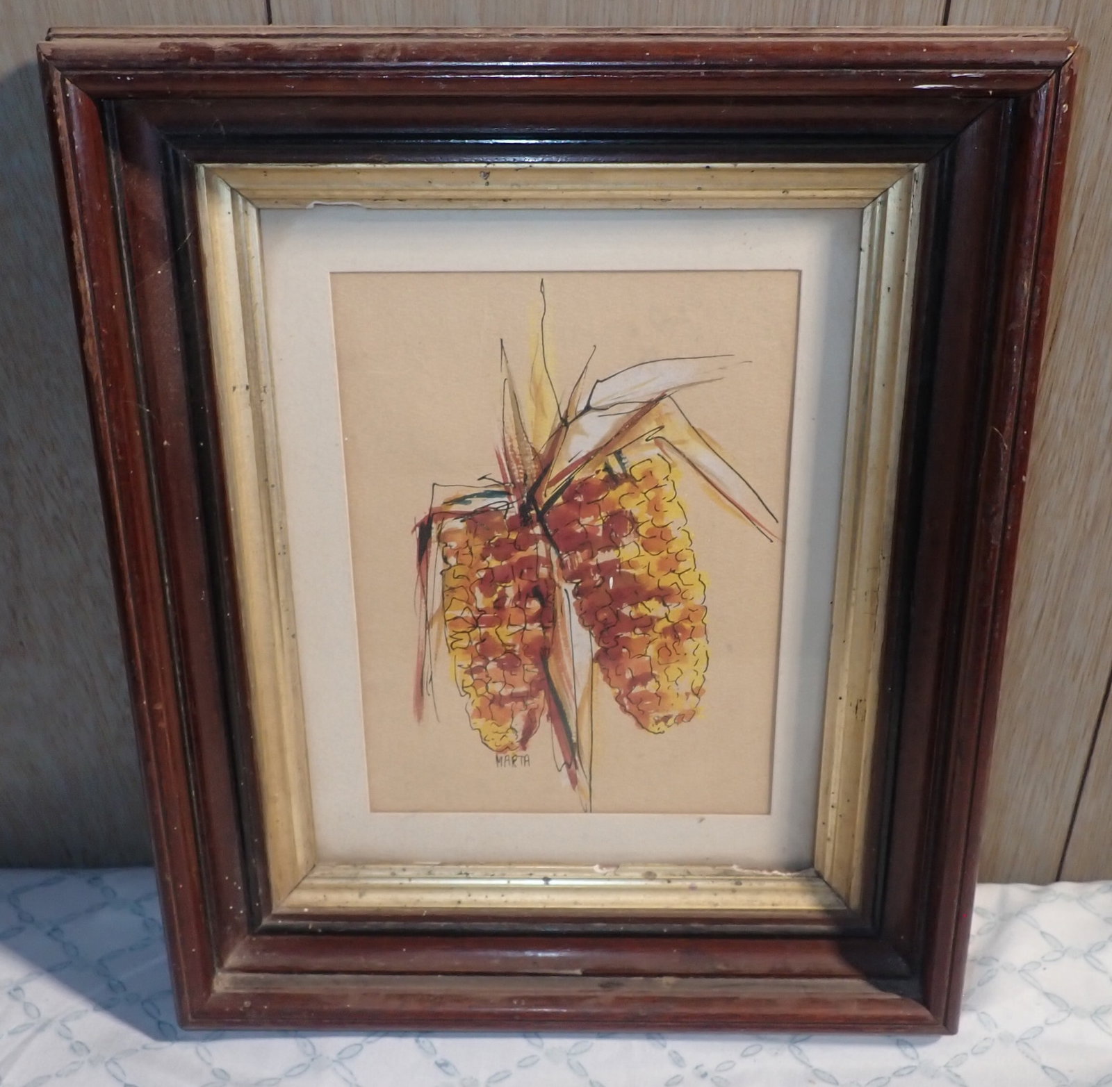 Corn Watercolor Signed Marta (1 of 5)