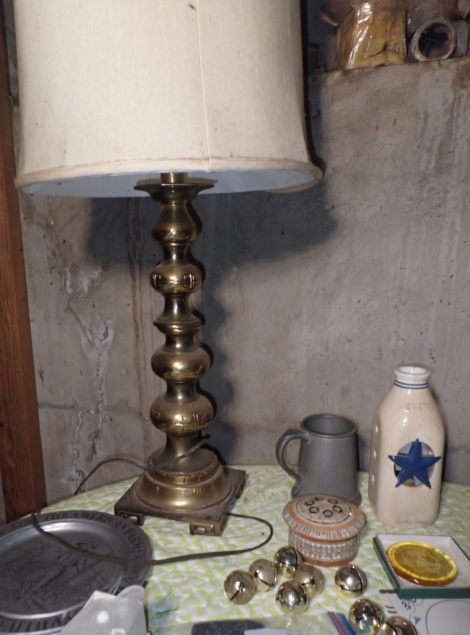 Brass Table Lamp & Misc Items - 2