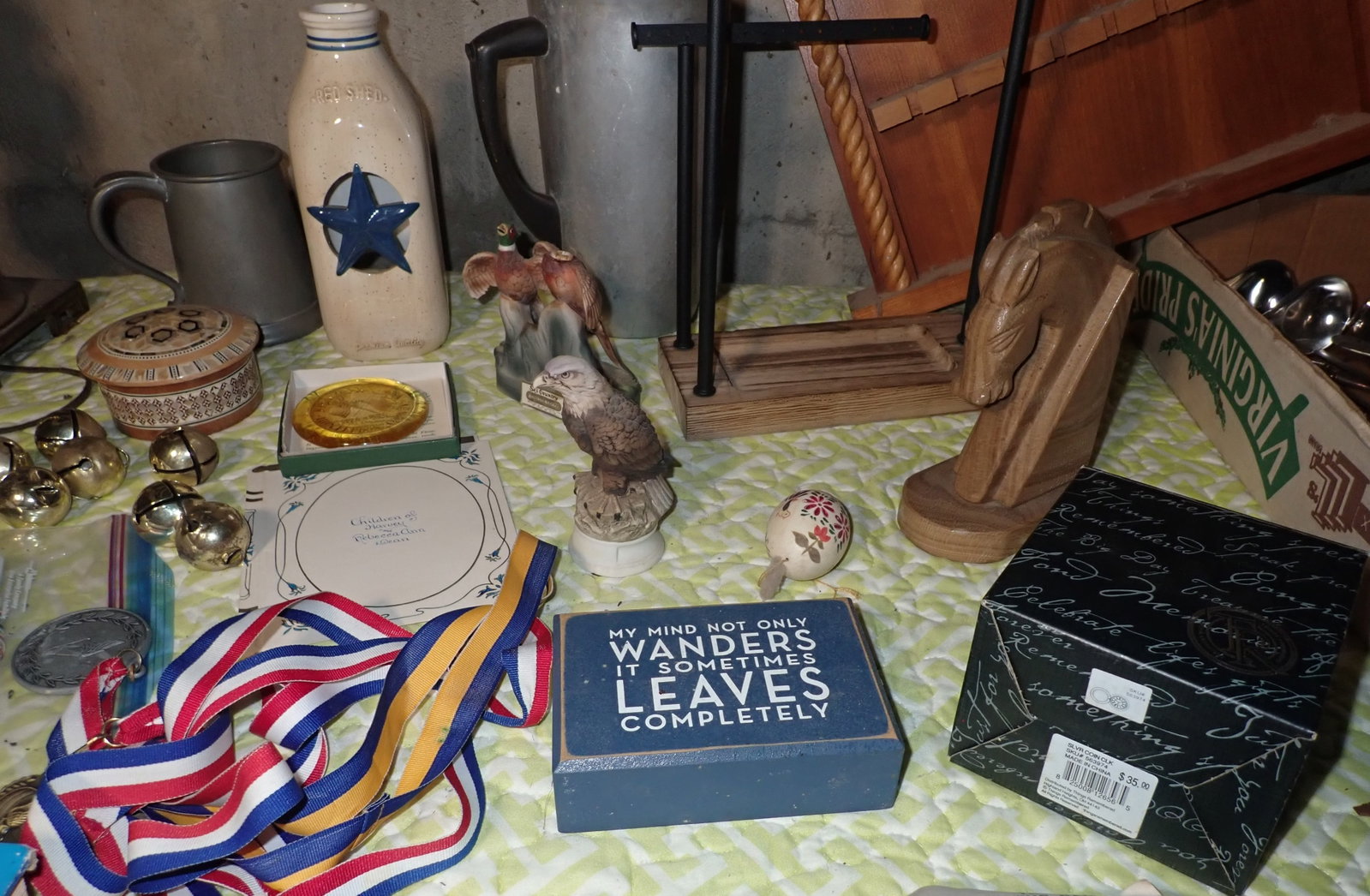 Brass Table Lamp & Misc Items - 5