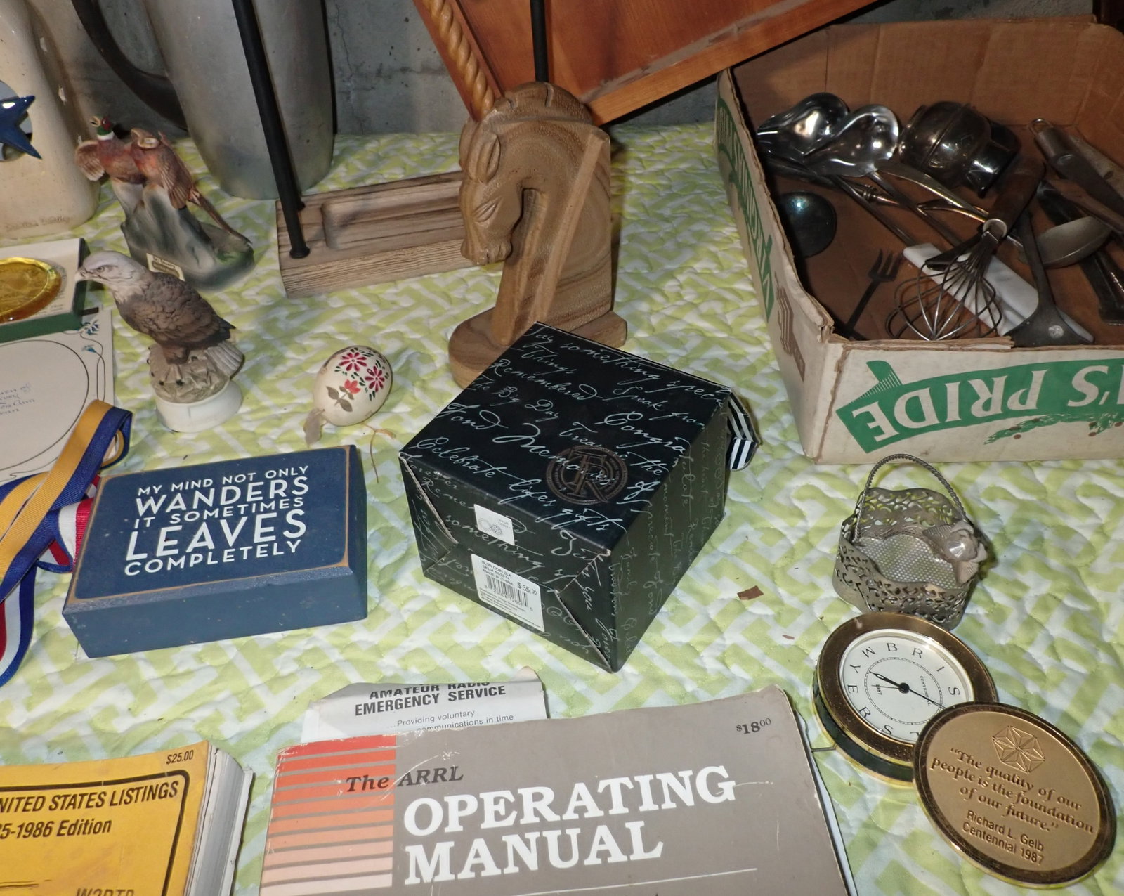 Brass Table Lamp & Misc Items - 6