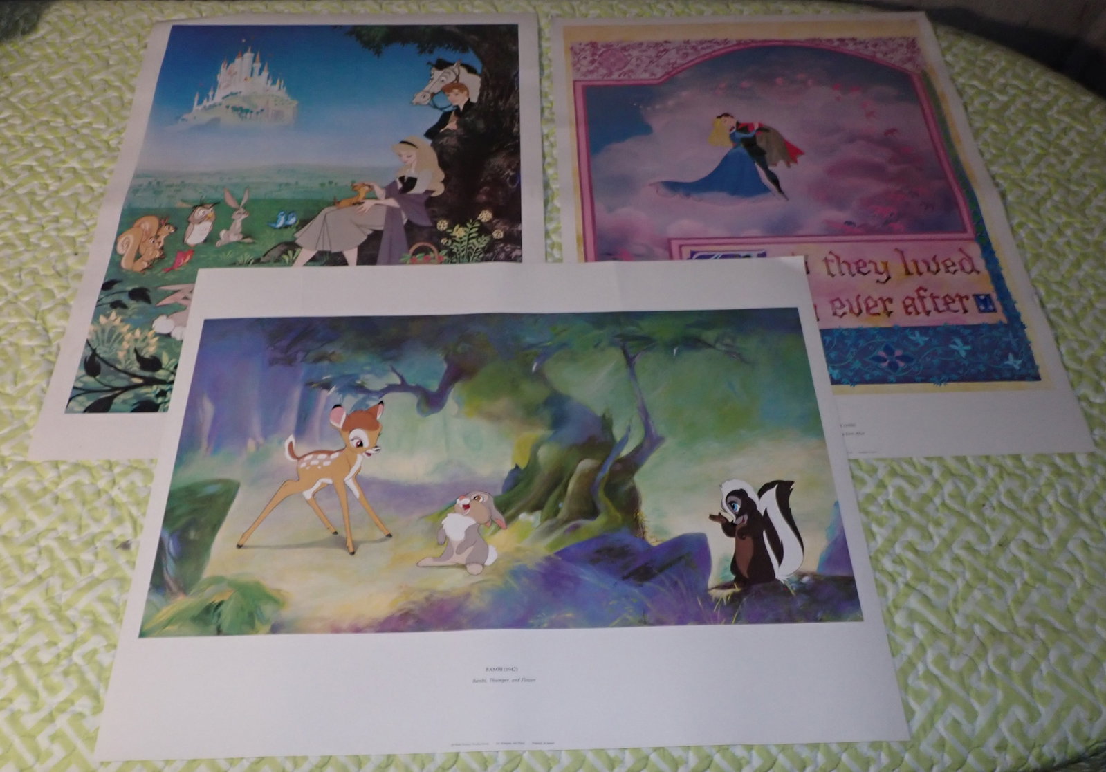 Walt Disney Sleeping Beuty & Bambi Prints: Abrams Prints are Apprx 19" x 25". Aristocrats Lithograph is apprx 11" x 14". Shipping available
