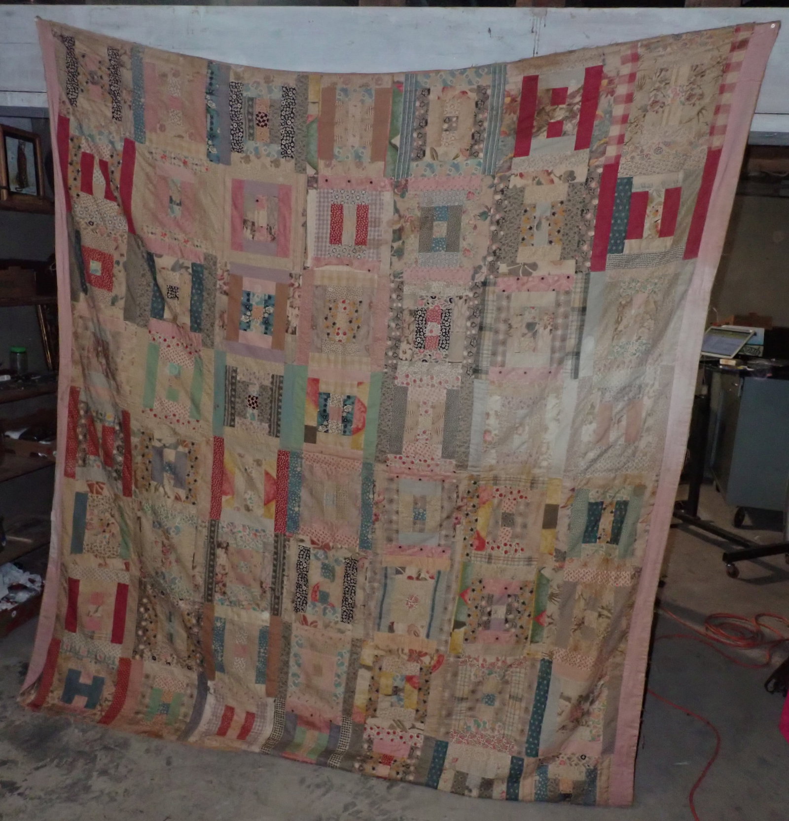 Patchwork Scrap Quilt: Apprx 75 1/2" x 85". Shipping available