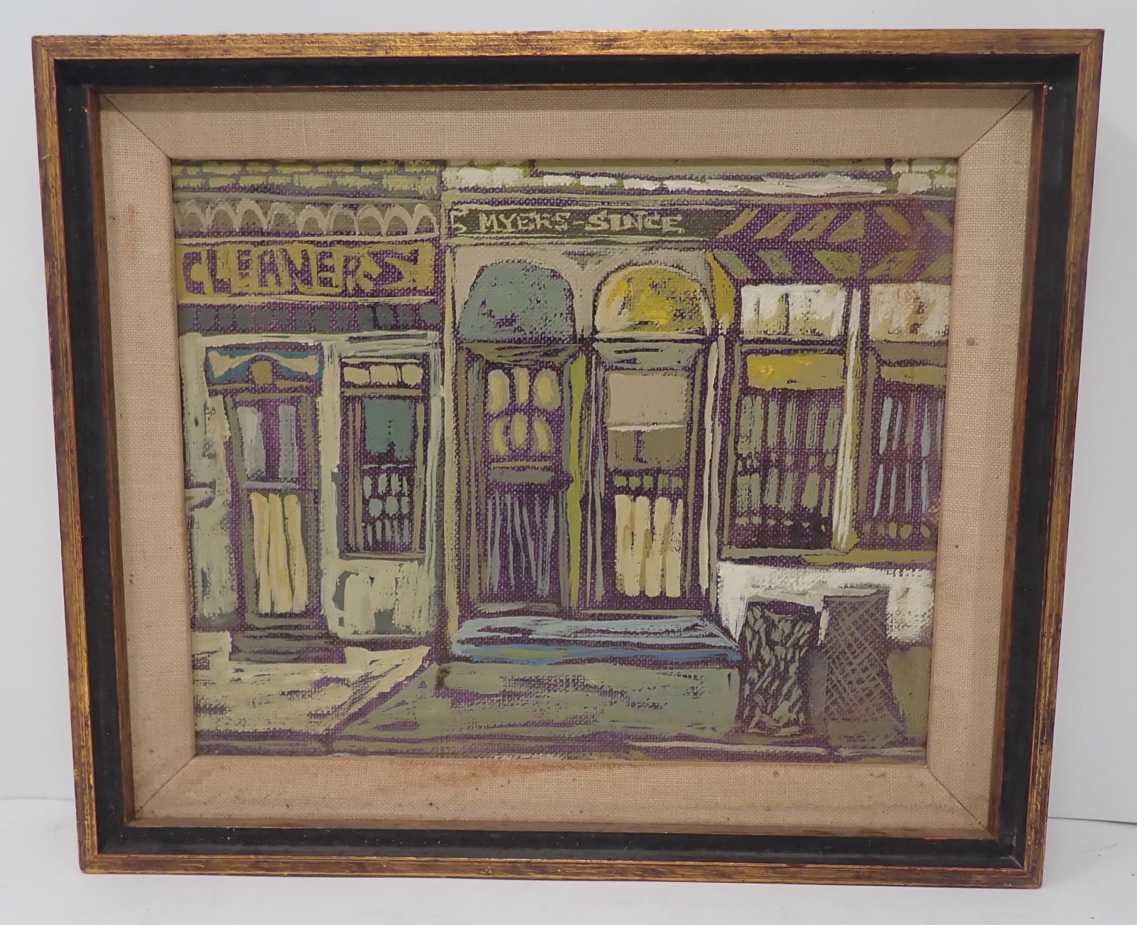 1966 James Douglas McCoy Urban Street Scene Painting: Oil on Canvas Painting is approx 10 3/8" x 12 3/8". Shipping available