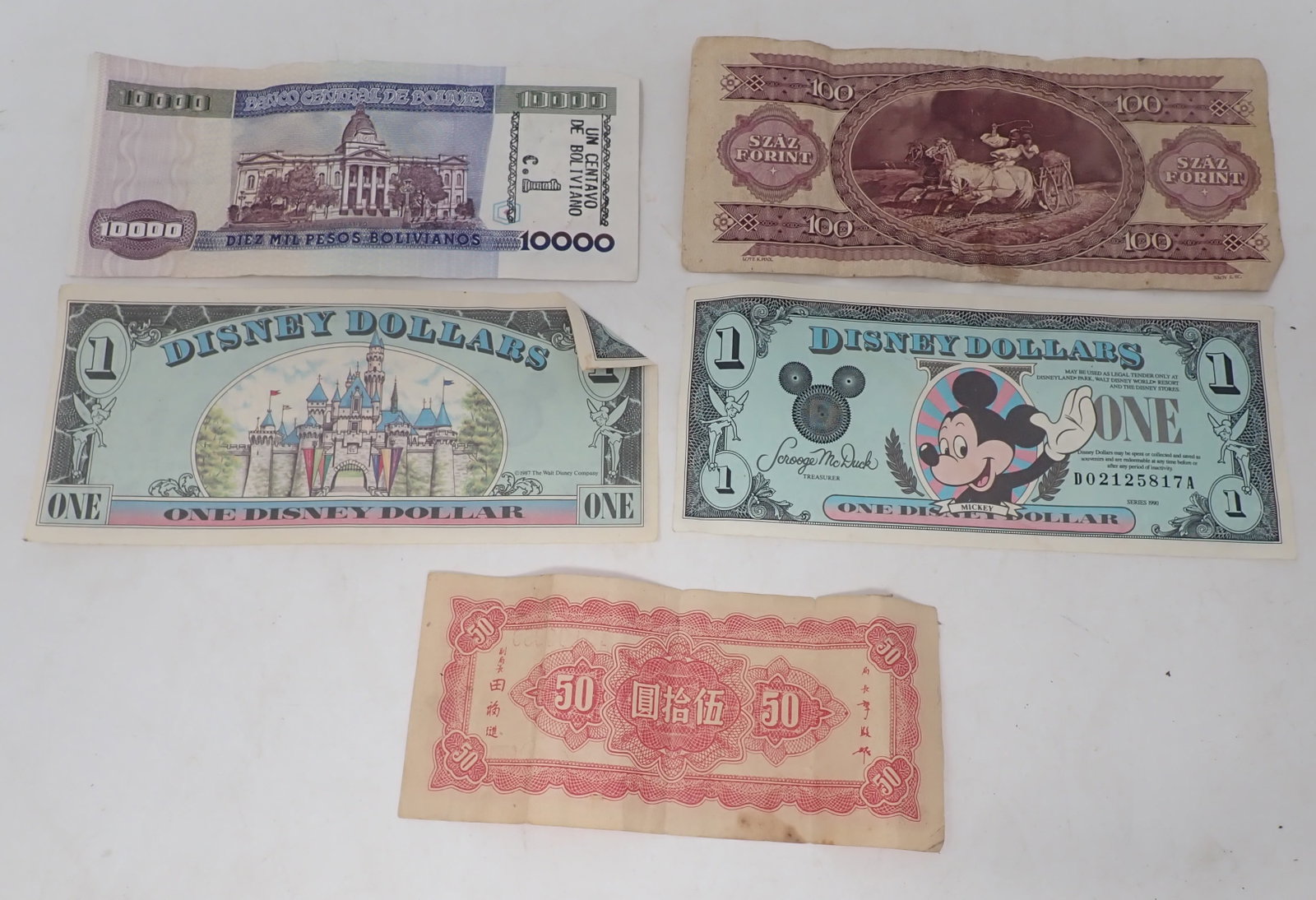 Foreign Paper Money & Disney Dollars: Shipping available