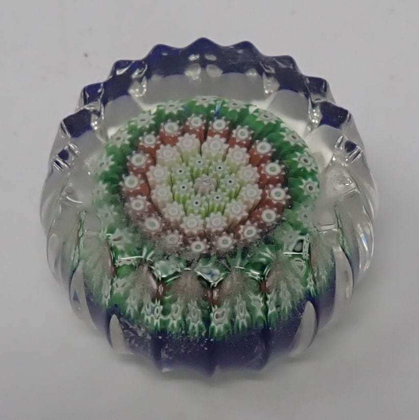 Baccarat Glass Paperweight: Approx 1 5/8" in diameter and 1" tall. Shipping available