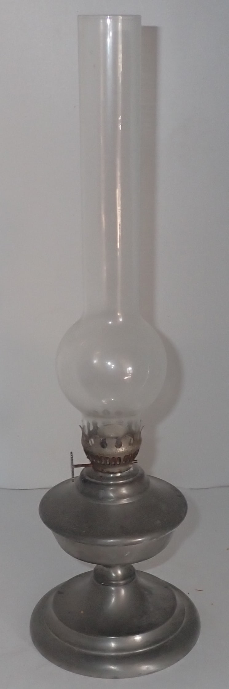 N. Wigforrs Pewter Oil Lamp: Approx 14 1/4" tall. Shipping available
