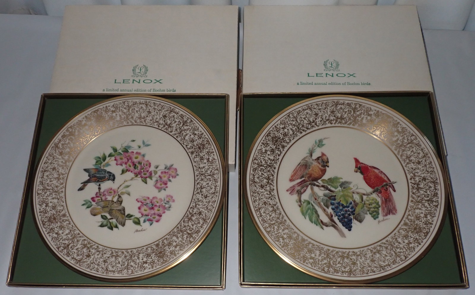 2 Lenox Boehm Limited Edition Plates: 1975 & 76 - Approx 10 3/4" in diameter. Shipping available