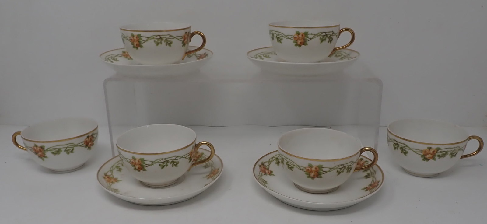 Martin Limoges Cups & Saucers: Saucers are approx 5 1/4" in diameter. Shipping available