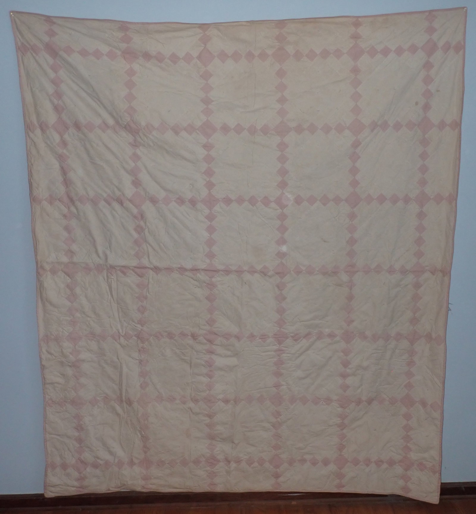 Quilt w/ Pink Grid Stitch Pattern: Apprx 71" x 81". Shipping available