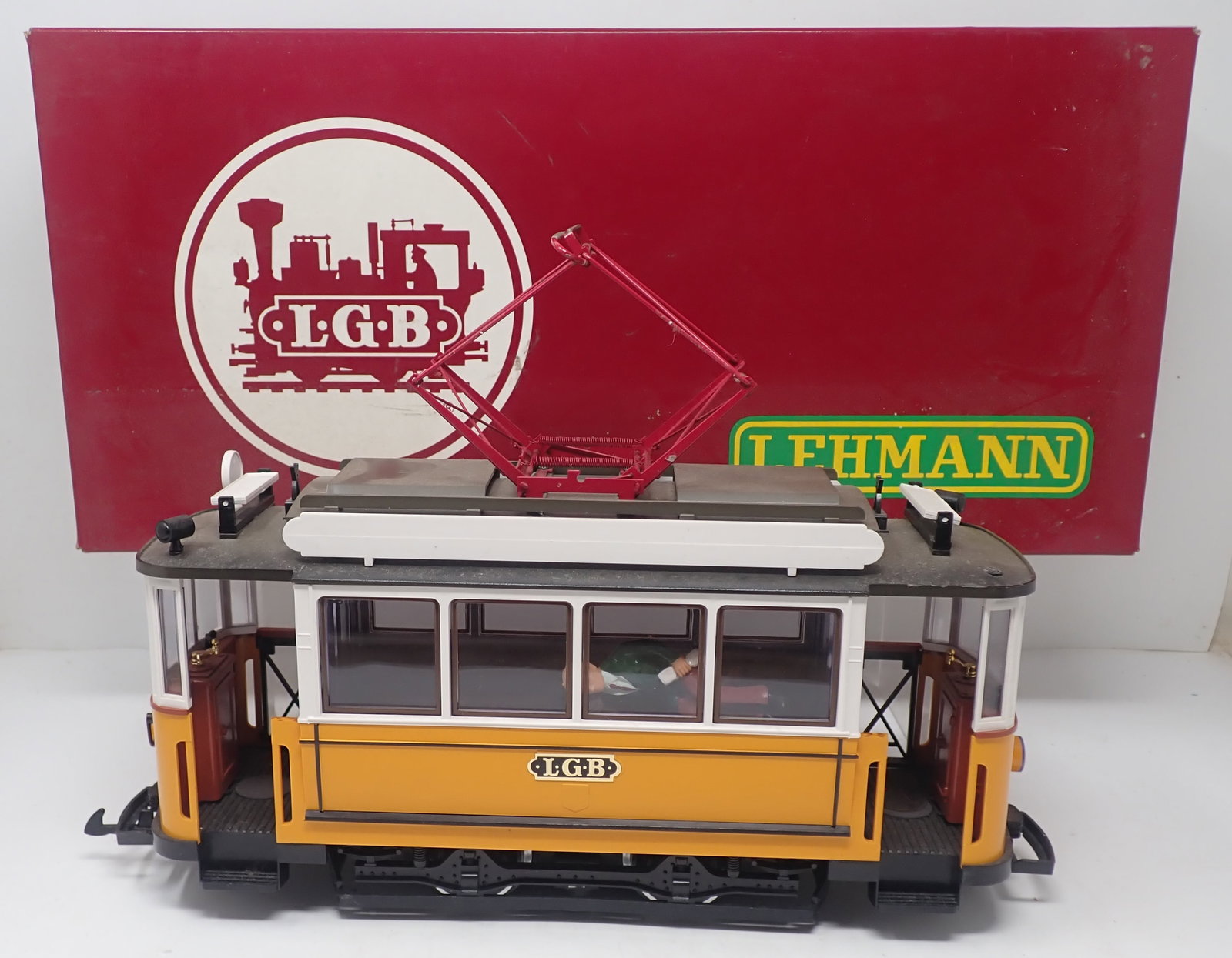 LGB 2035 Motorized Trolley: Apprx 12 1/4" long. Has a man and woman figures in it. Shipping available