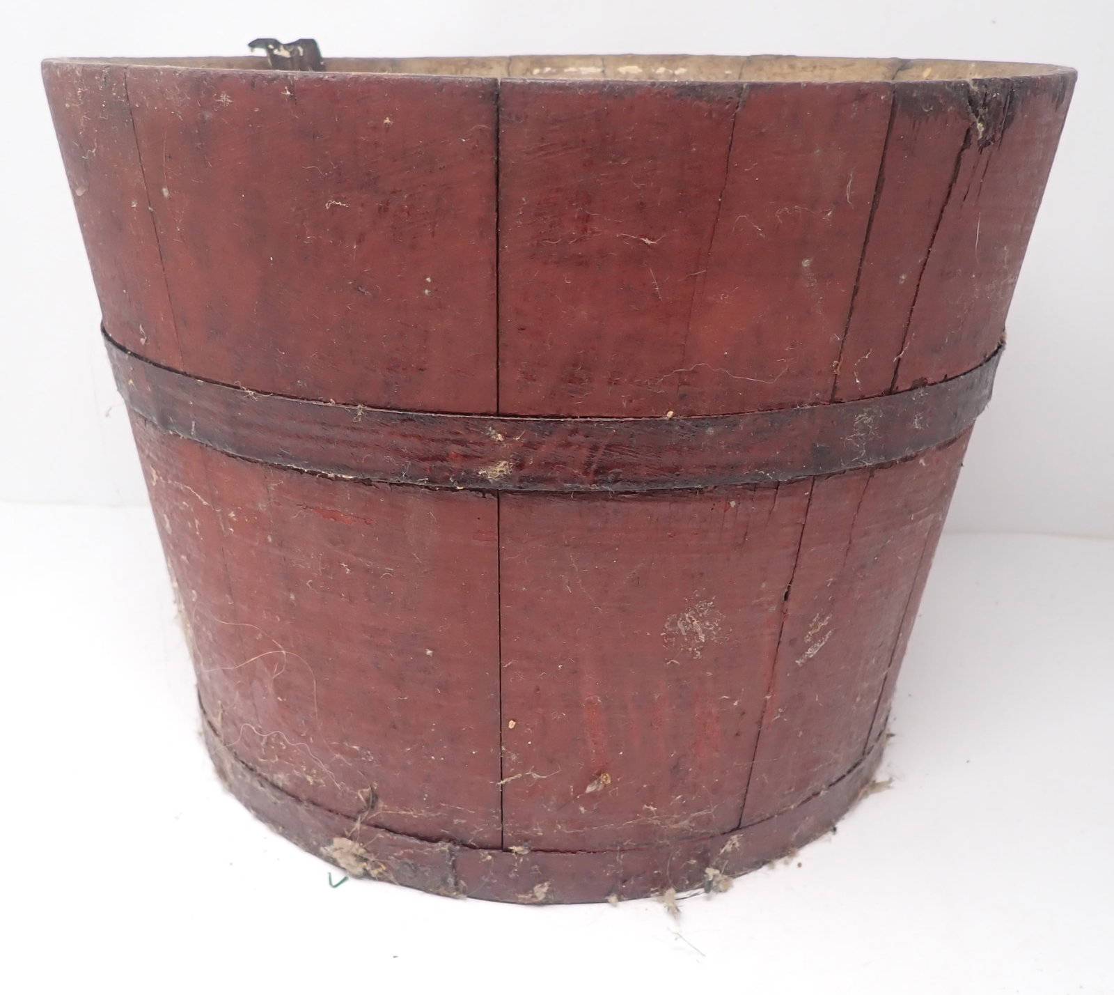 Wooden Pail / Bucket in Red Paint: Approx 12 1/4" in diameter and 9 1/8" tall. Shipping available